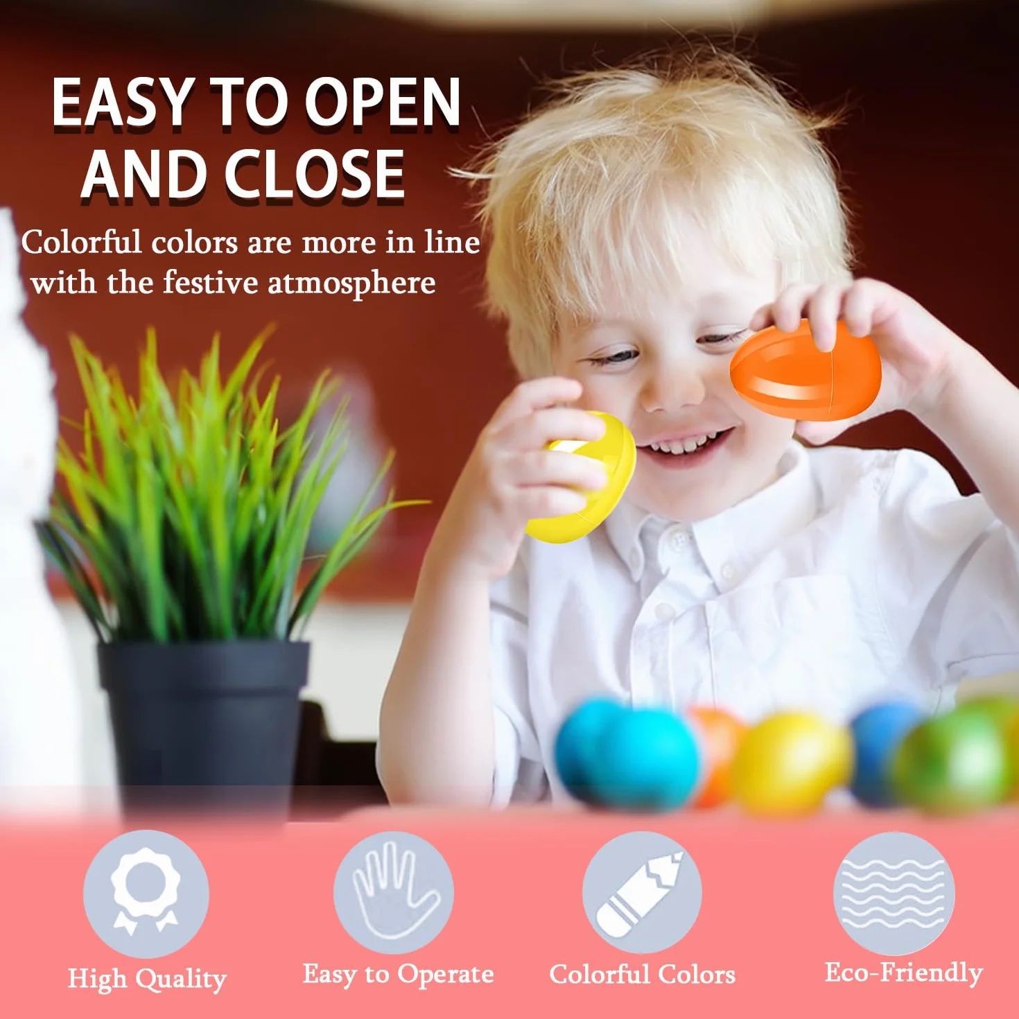 KEELYY 24 PCS Uova di Pasqua da Riempire, 8cm Uova di Plastica Apribili, Guscio Uovo di Pasqua, per Pasqua Regali di Caccia e Caramelle per Bambini