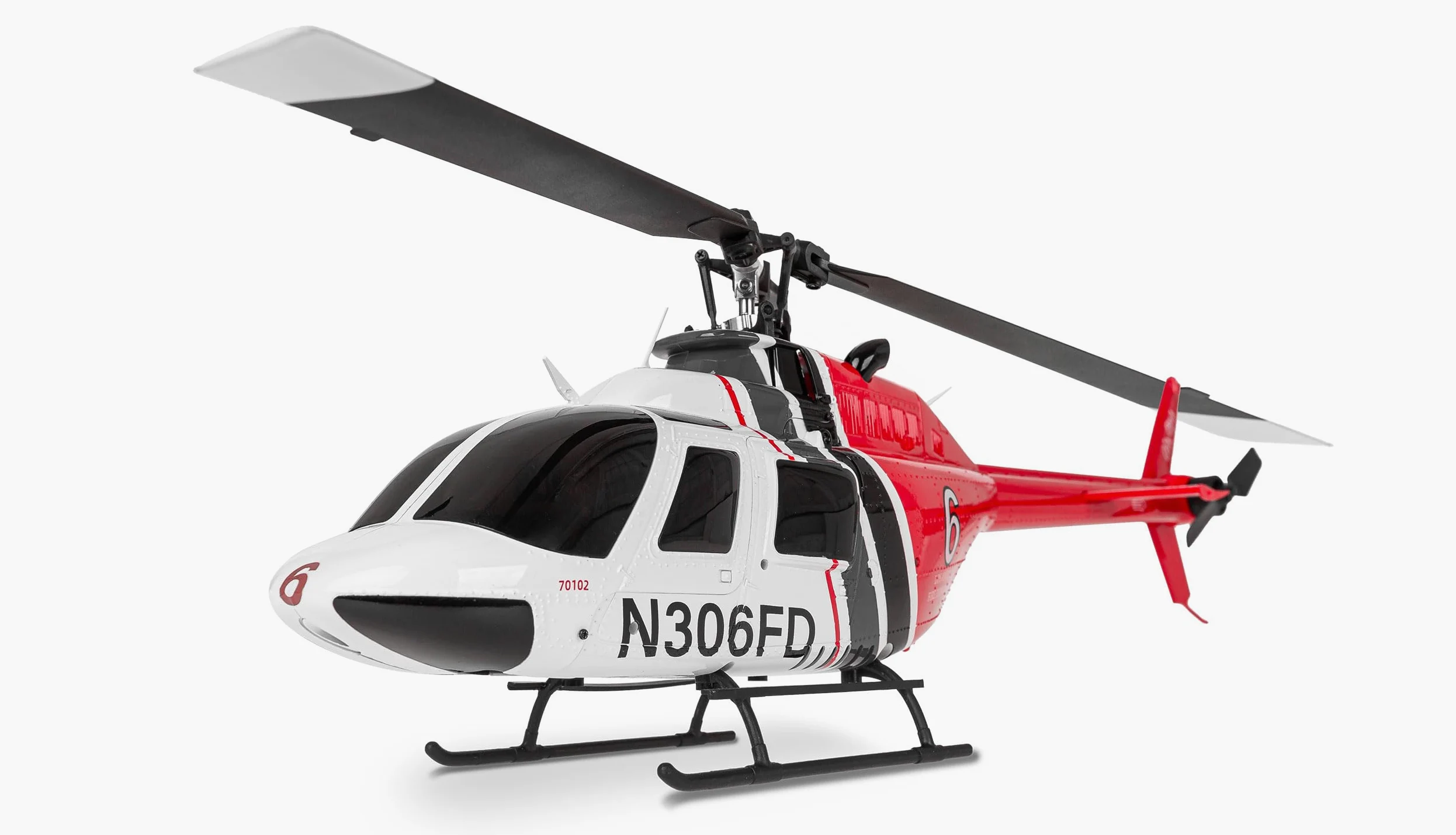 Amewi Bell 206 PRO brushless CP Elicottero 6 canali 6G RTF RC telecomandato, bianco/rosso