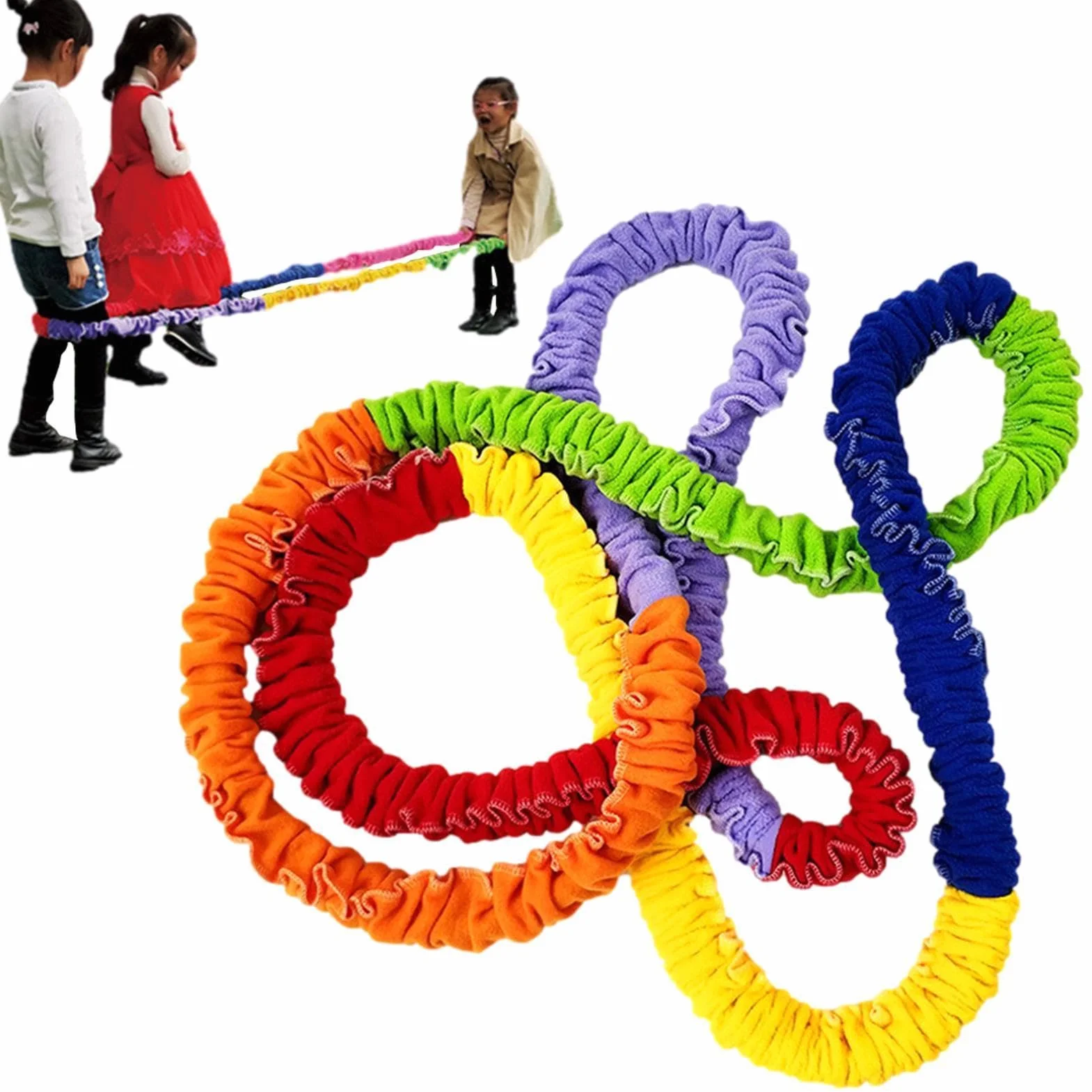Corda da gioco all'aperto – Anello a fascia per bambini | flanella esterna con cordino elastico interno, strumento elastico cooperativo, corda da corsa , attrezzatura per attività