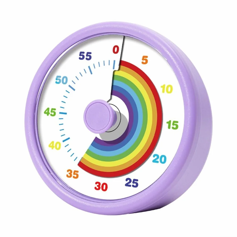Honseadek Timer visivo per bambini orologio di apprendimento 60 minuti timer conto alla rovescia con design cerchio arcobaleno 3 impostazioni del volume per aula studio ufficio gestione del tempo