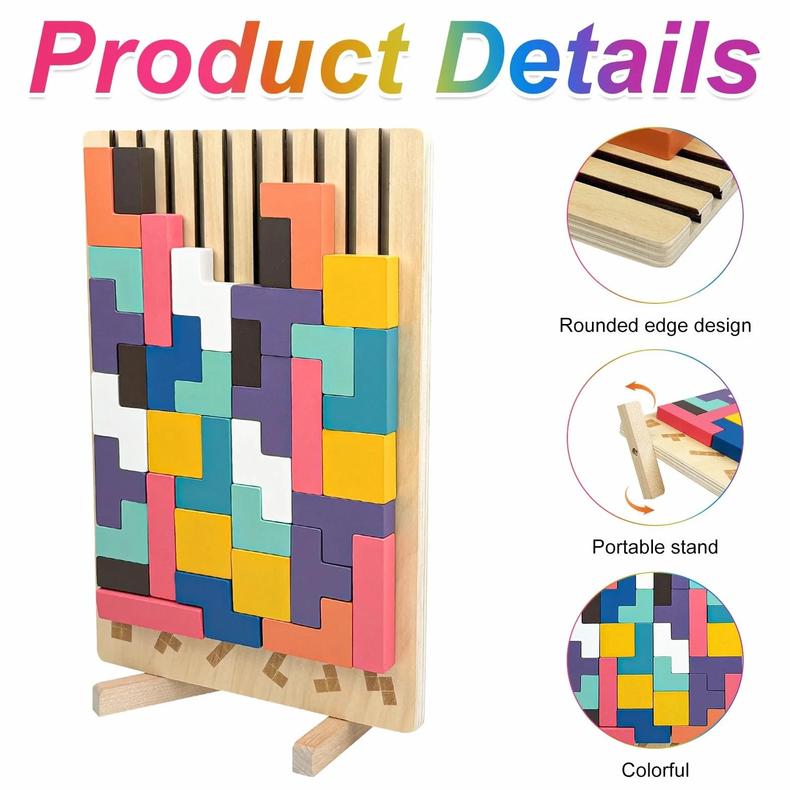 Giochi Intelligenti per Bambini Tetris Tumble Puzzle 3D di Legno Montessori Rompicapo dai 3 Anni