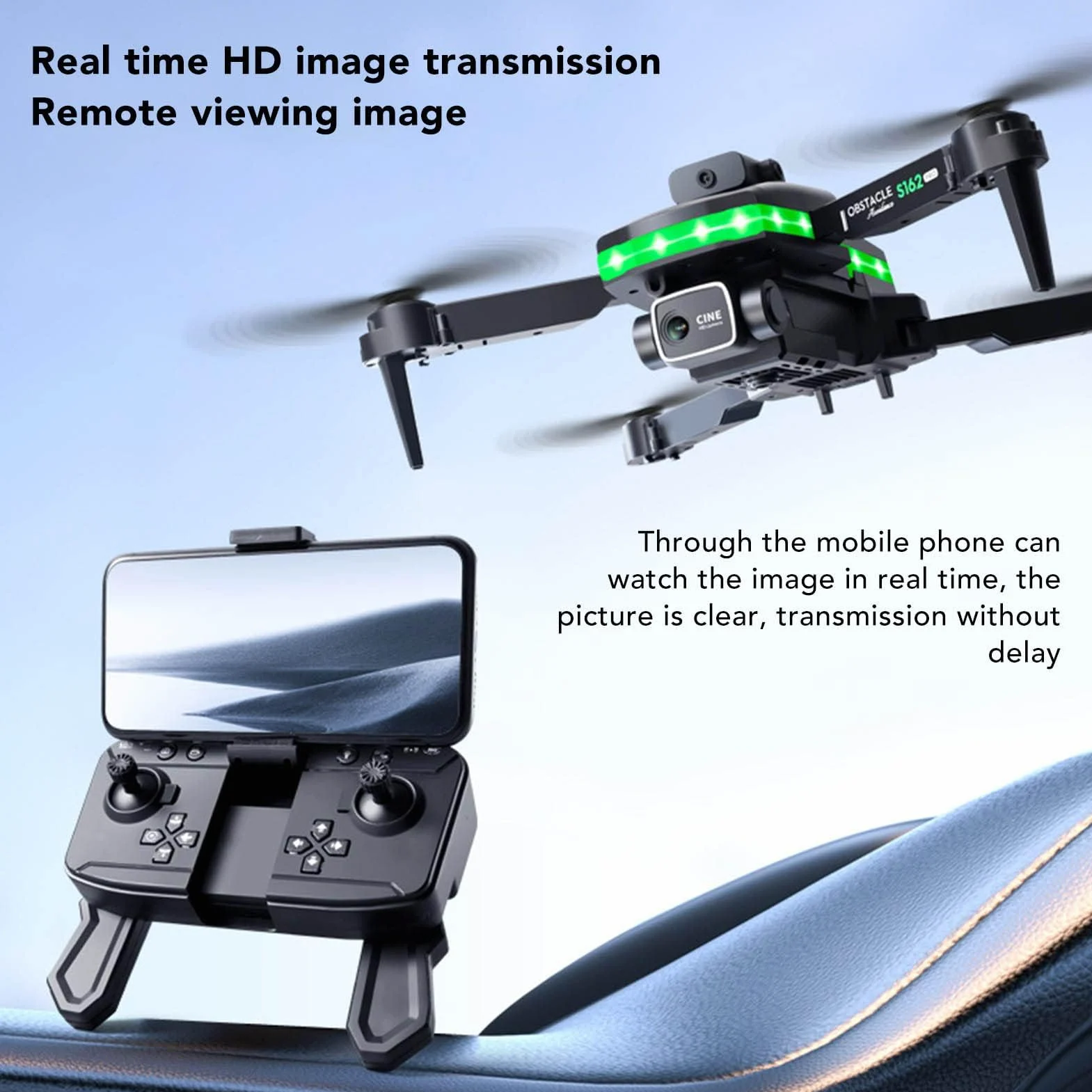 Drone, Evitamento Ostacoli WiFi S162 Drone Rc Quadcopter, Controllo Gesti 4K HD Drone con Fotocamera per Adulti Principianti Bambini