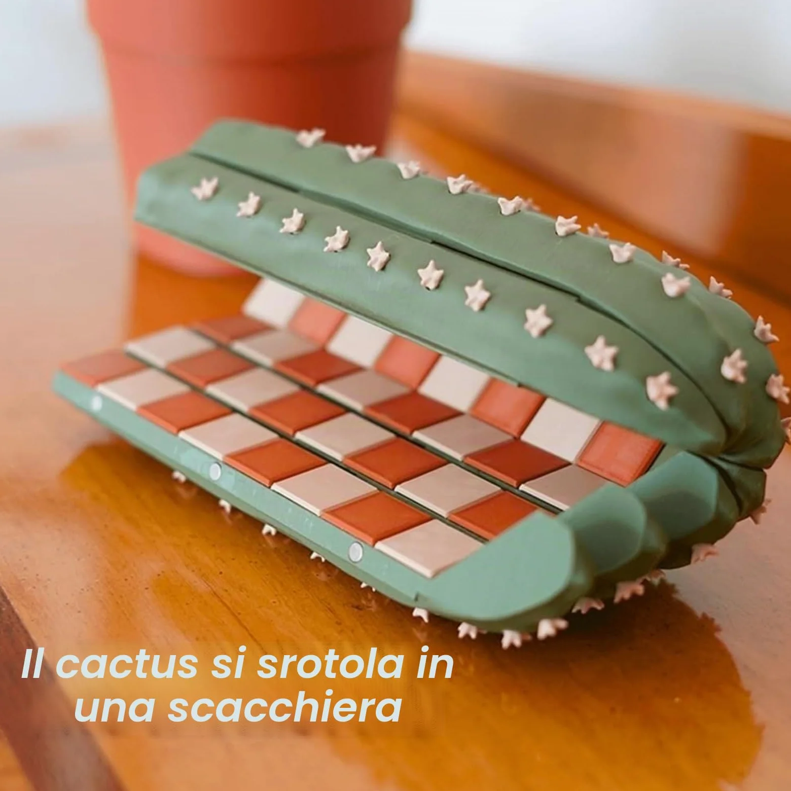 Set di scacchi a forma di cactus, scacchiera con monete a tema cactus, set di scacchi magnetici portatili, scacchi portatili stampati in 3D