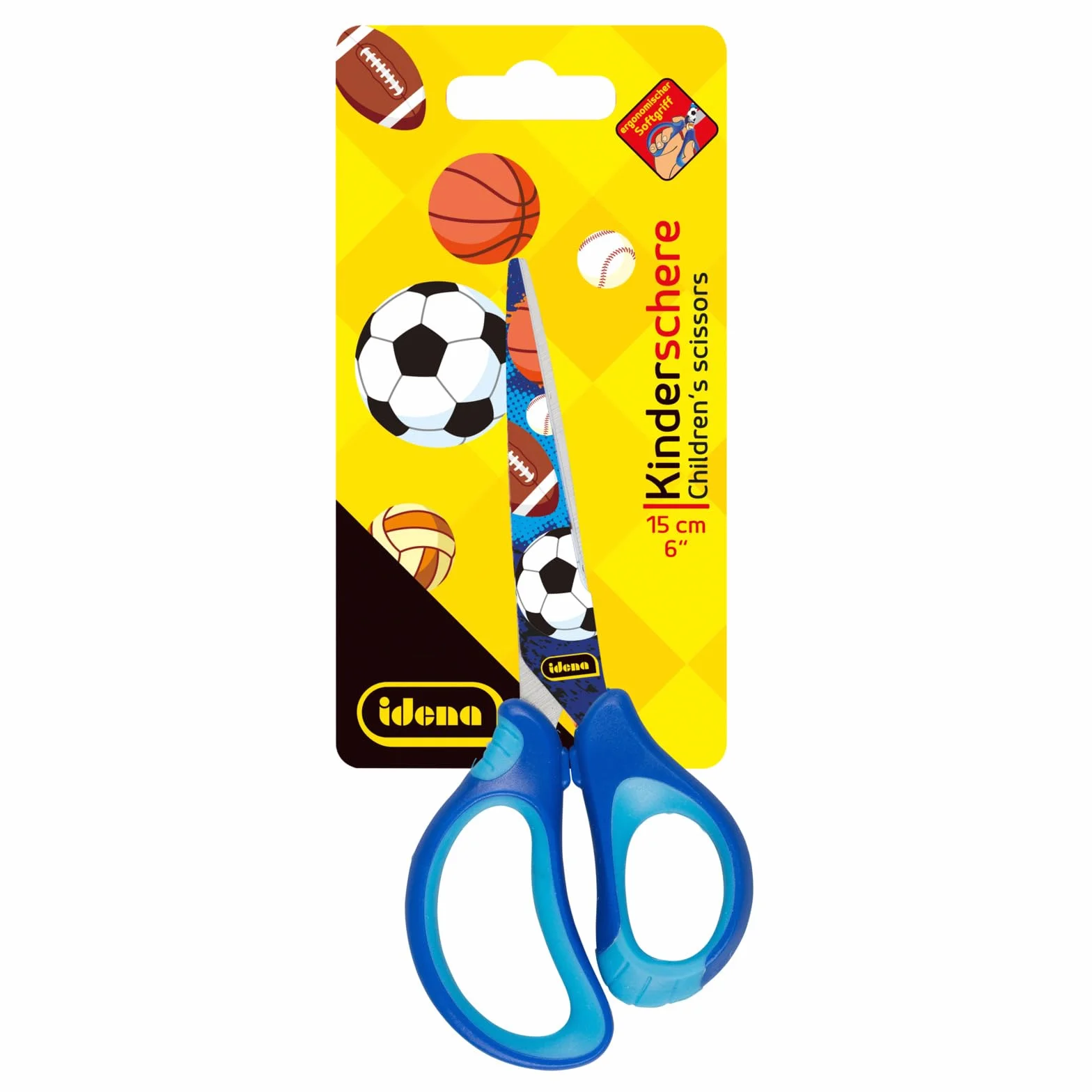 Idena 14028 - Forbici morbide con motivo a palline, blu, 1 pz.