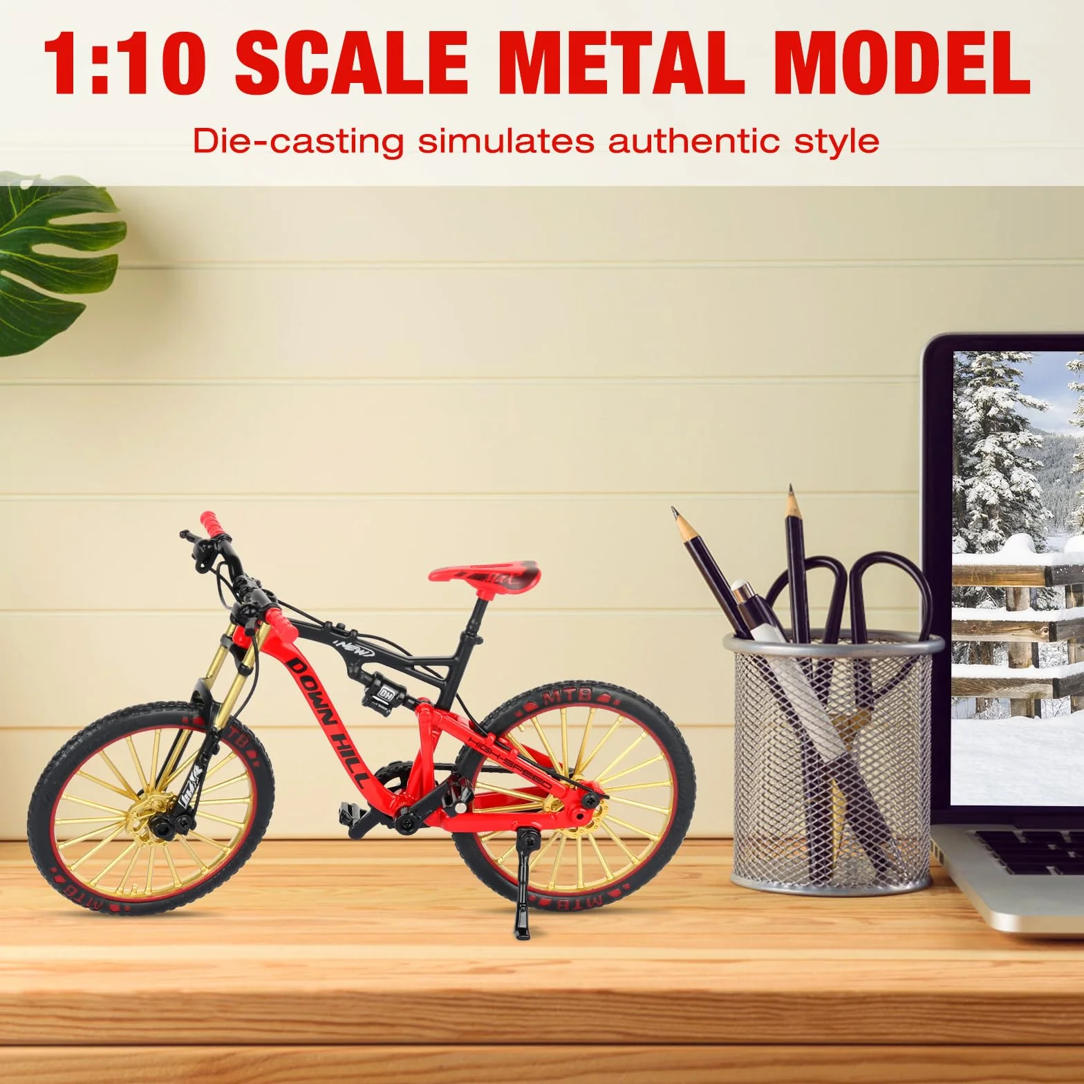 Mini Bicicletta Giocattolo 1:10, Bicicletta da Dito, Modello di Bici da Ditoornamento Modello Regalo per Bambini per l'insegnamento Casa Ufficio Club(Rosso)