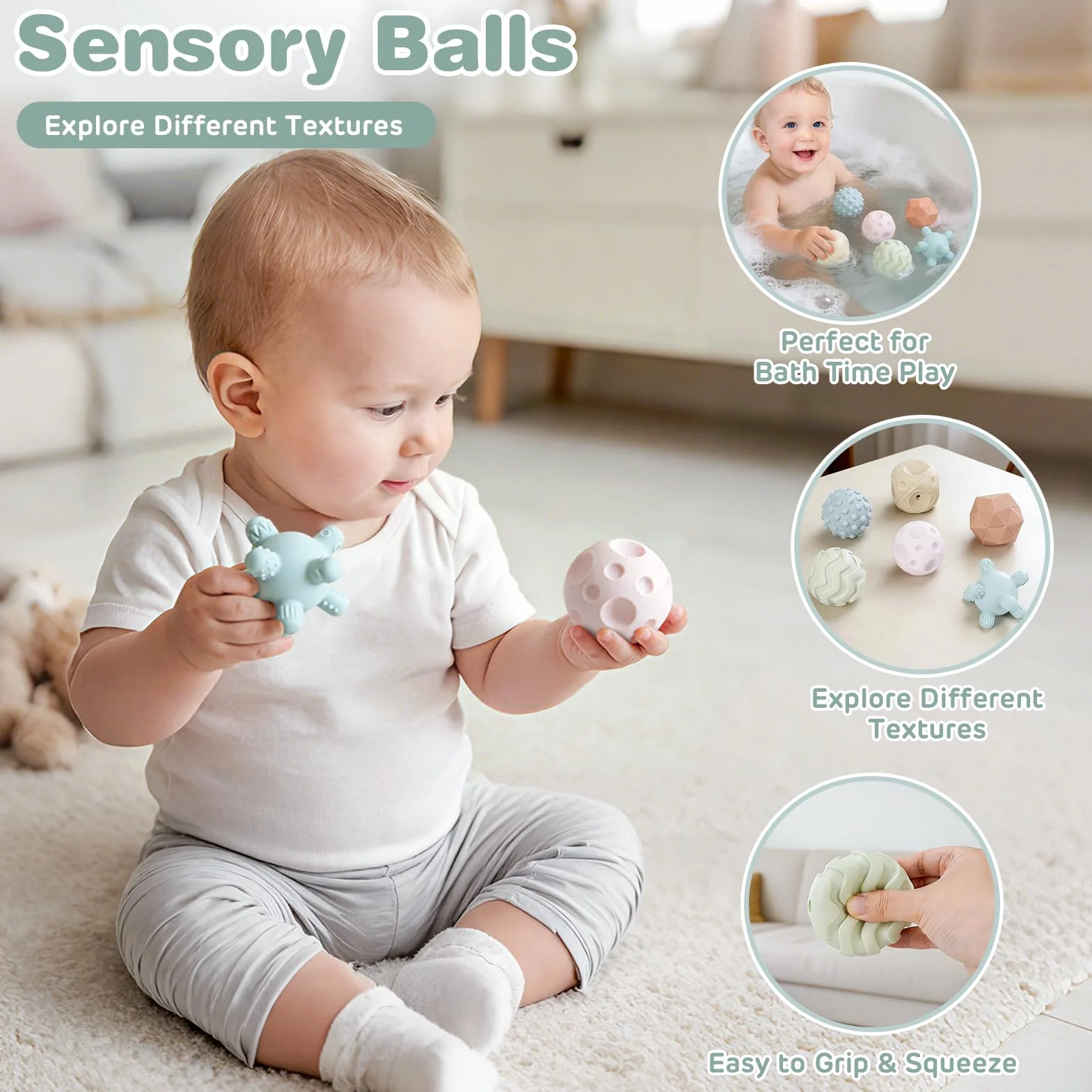 Vanplay Giochi Montessori 6 Mesi, Giochi Neonato 6-9 Mesi, 4 in 1 Giocattoli, Giochi Sensoriali per Neonati, Regalo Neonato 6 9 12 Mesi