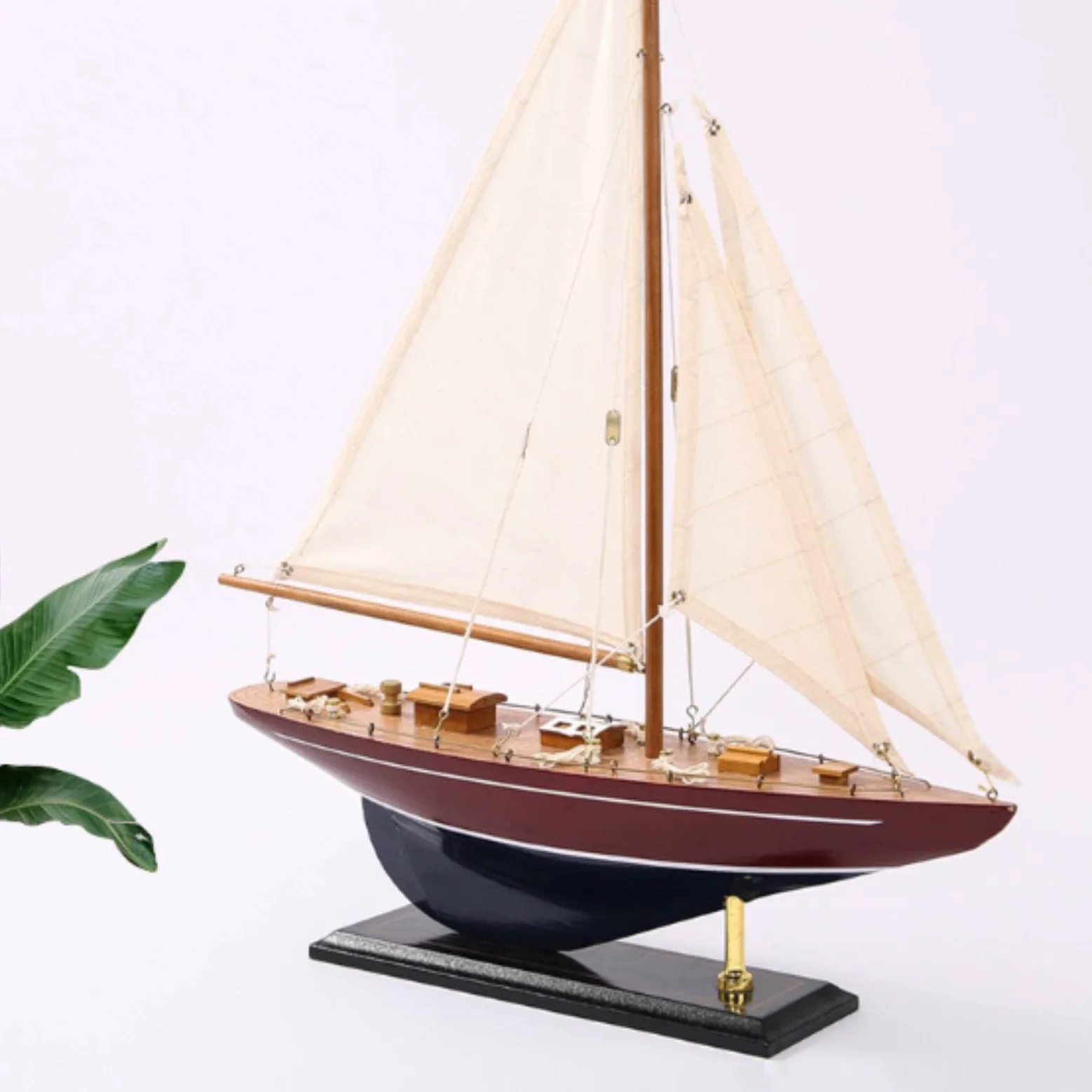 Modello di Barca a Vela Realistico Barca a Vela da Appoggio Vintage Modellino per Scrivania