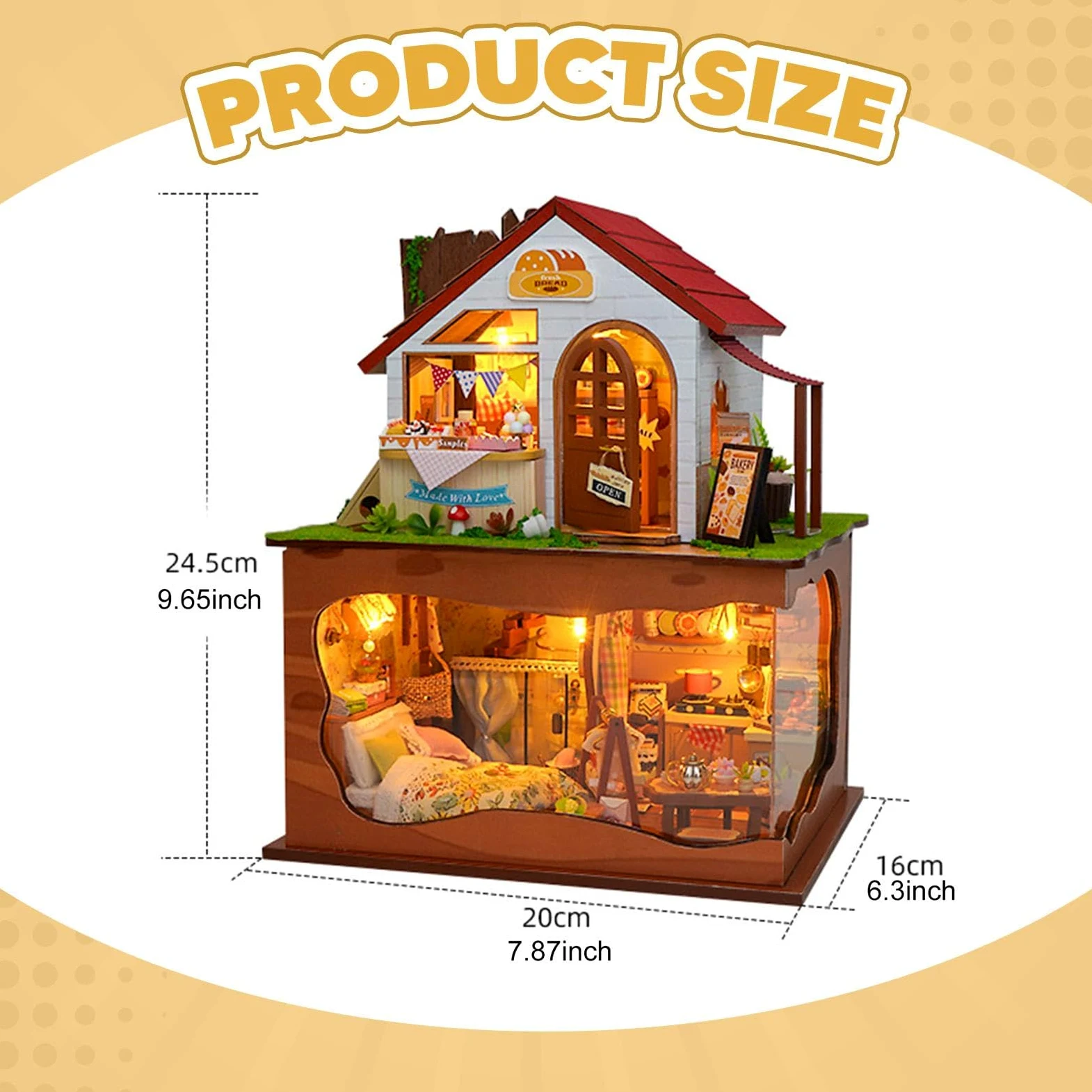 Kit Fai da Te per Costruire Una Casa in Miniatura, Modello di Assemblaggio Artigianale, Regalo per Adulti con LED