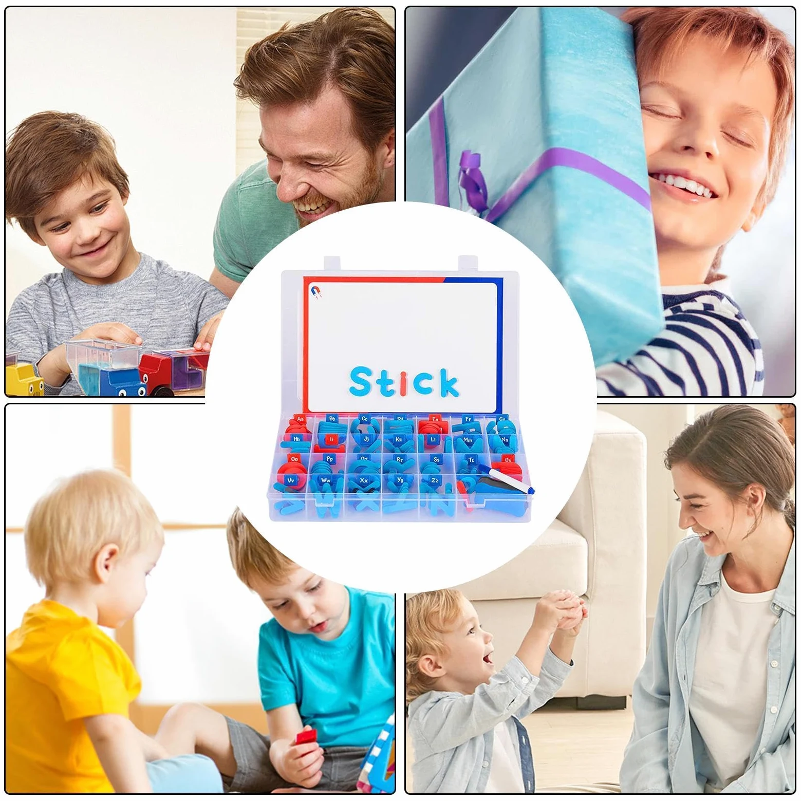 Set di lettere ' magnetico per ragazzi | Kit di lettere dell'alfabeto magnetiche con lavagna magnetica su entrambi i lati, per ragazzi, ragazze, bambini