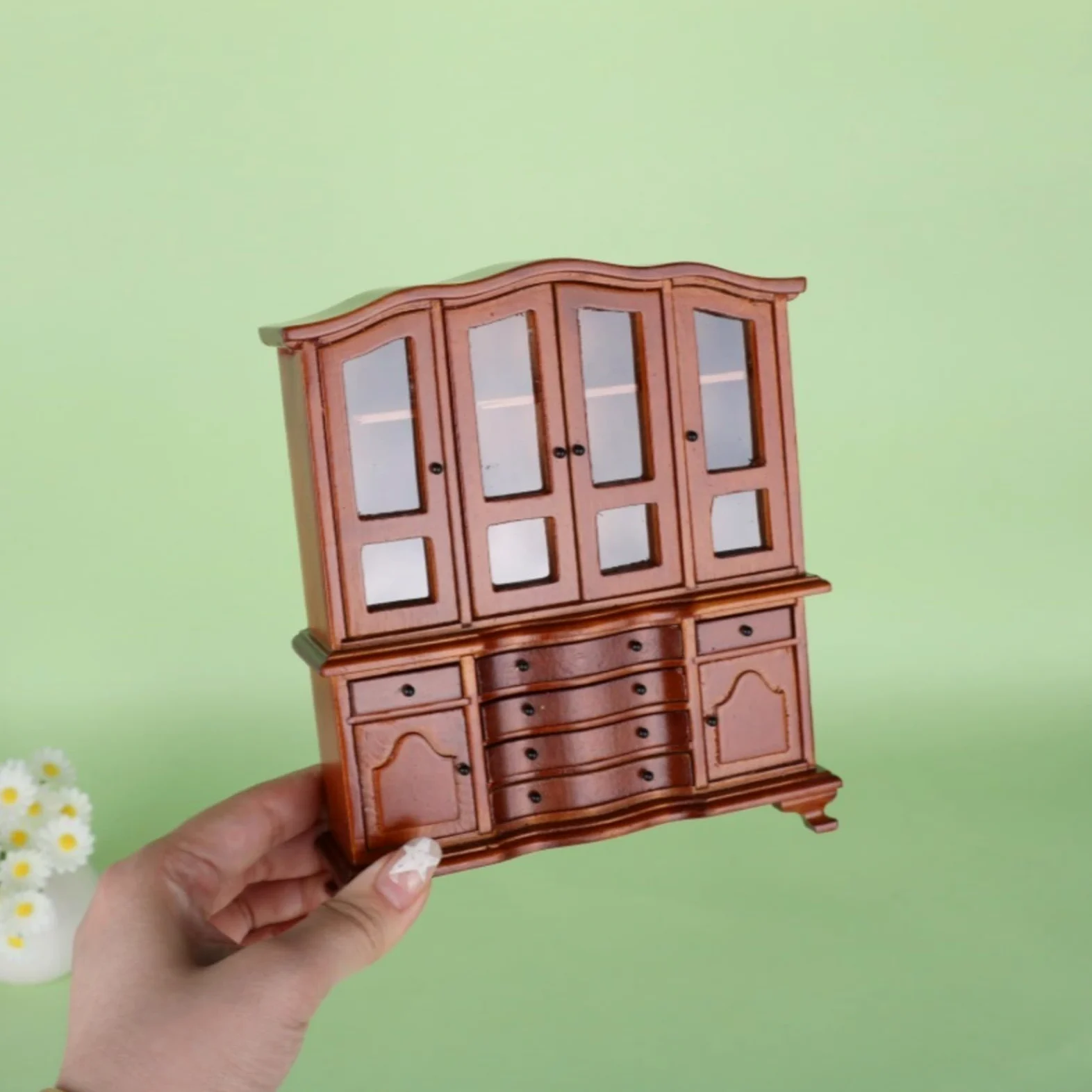 Credenza in Miniatura con in Vetro Realistico Mobile Miniatura Retrò Vetrina con Apribili per Casa Delle Bambole