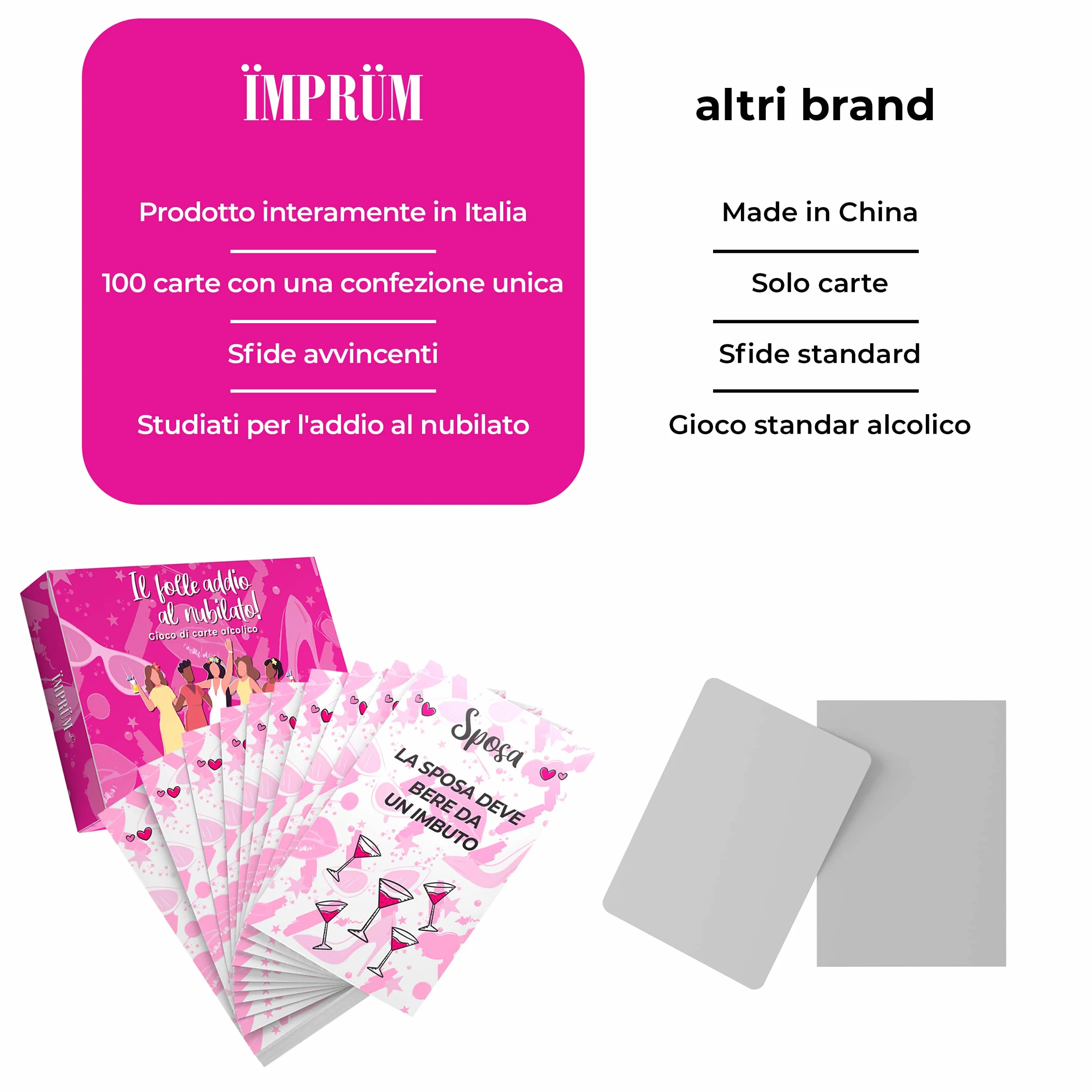 Giochi Alcolici Addio al Nubilato - di Carte per Bere - Kit Team Bride to Be - Accessori Gadget Amiche della Sposa, 100 pz