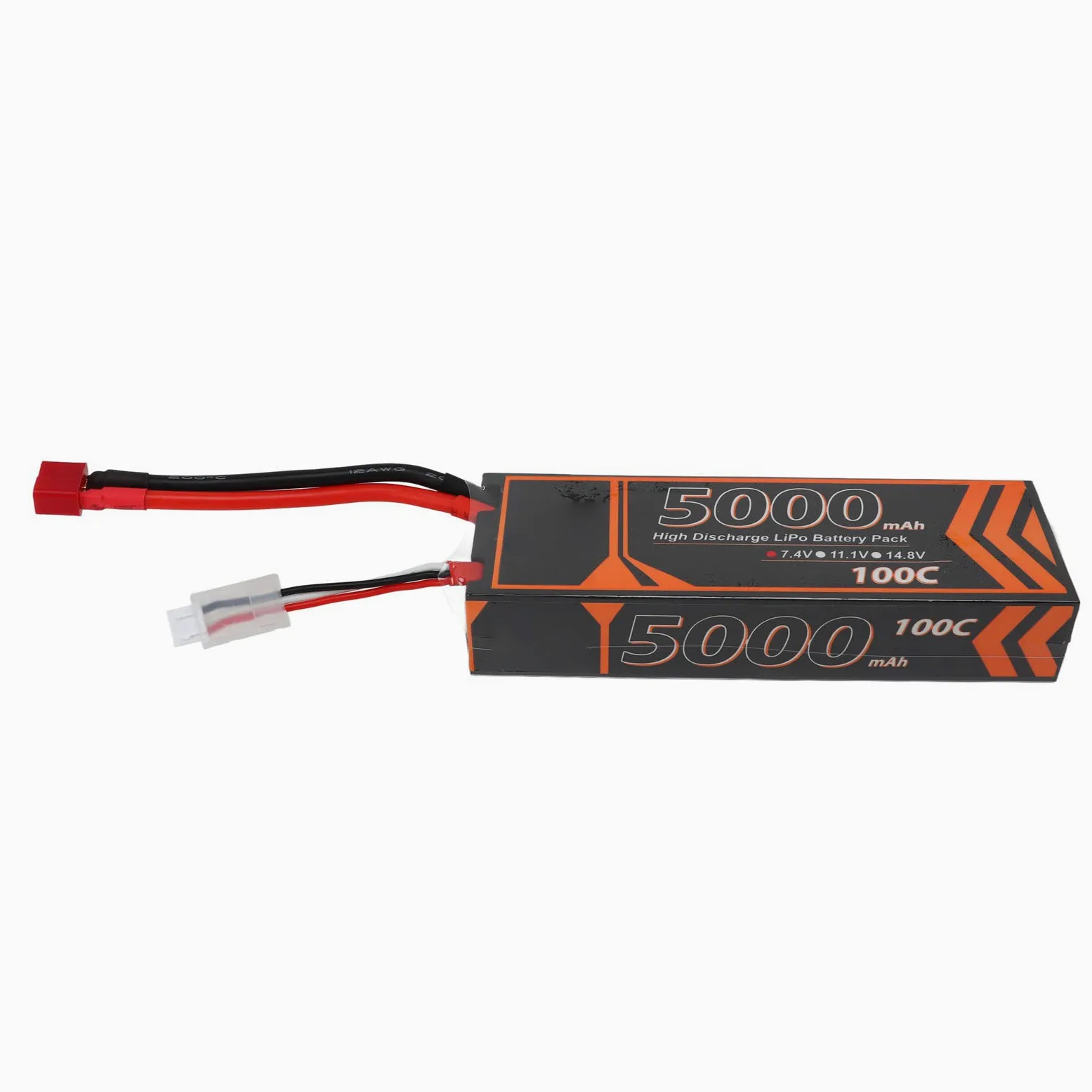 Alomejor Batteria Lipo RC 7.4V 5000mAh 2S 100C, Batteria Lipo Rigida con Spina Rossa a Forma di T per Quadricottero RC Modello FPV Racing