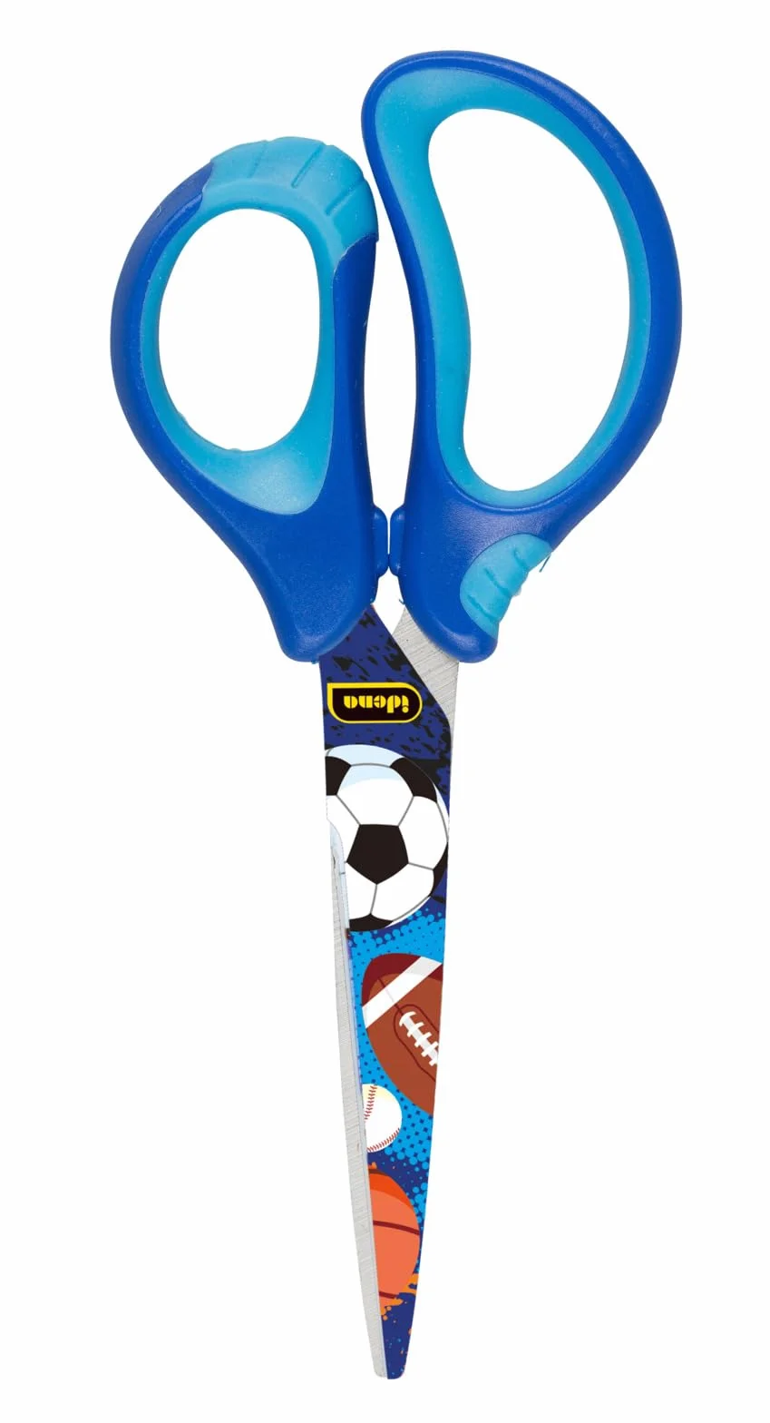 Idena 14028 - Forbici morbide con motivo a palline, blu, 1 pz.