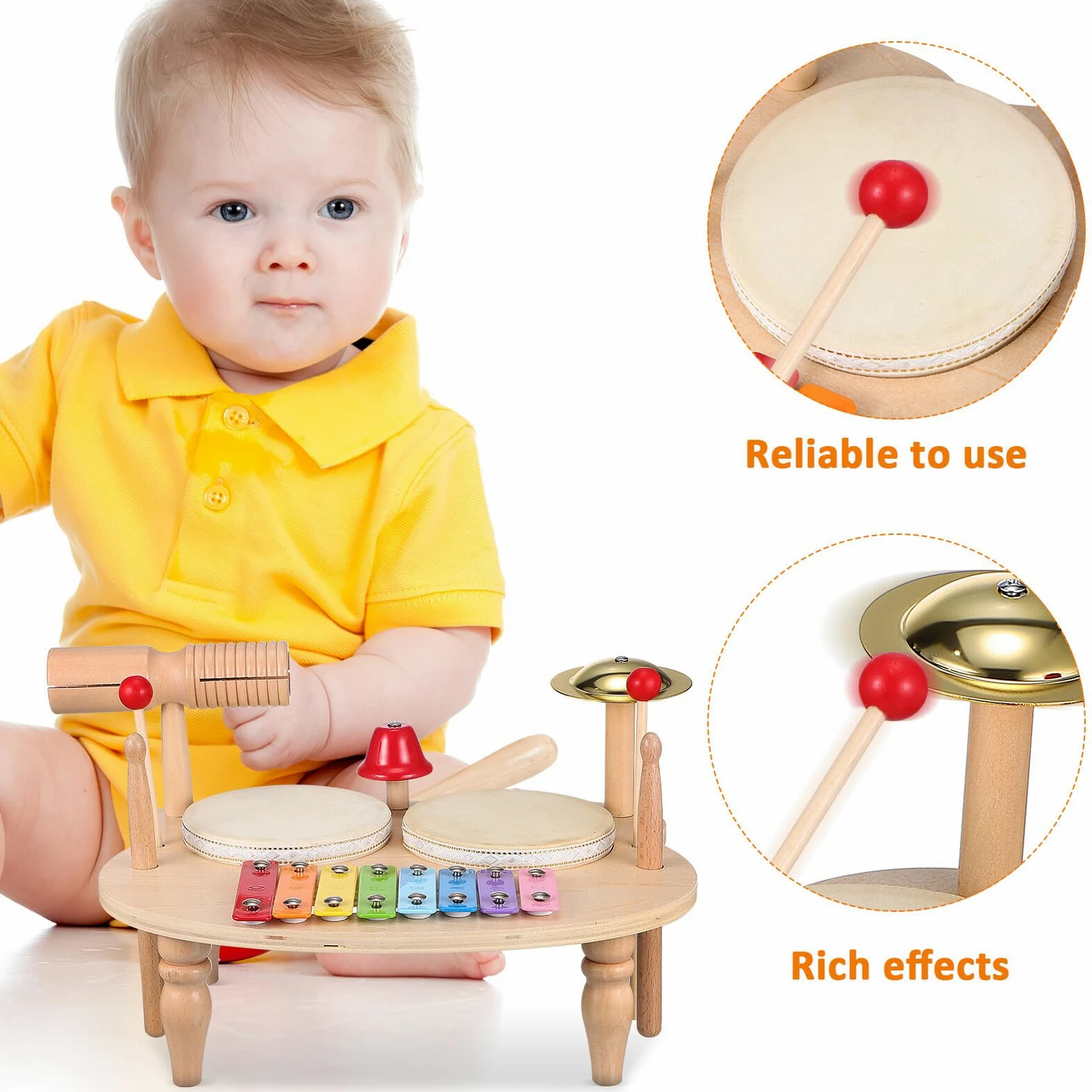 Xilofono in Legno Mini per Ragazzo Ragazza, Strumento Musicale Colorato | Tamburi e Percussioni, Suono Chiaro ed Effetti Ricchi, Regalo Musicale