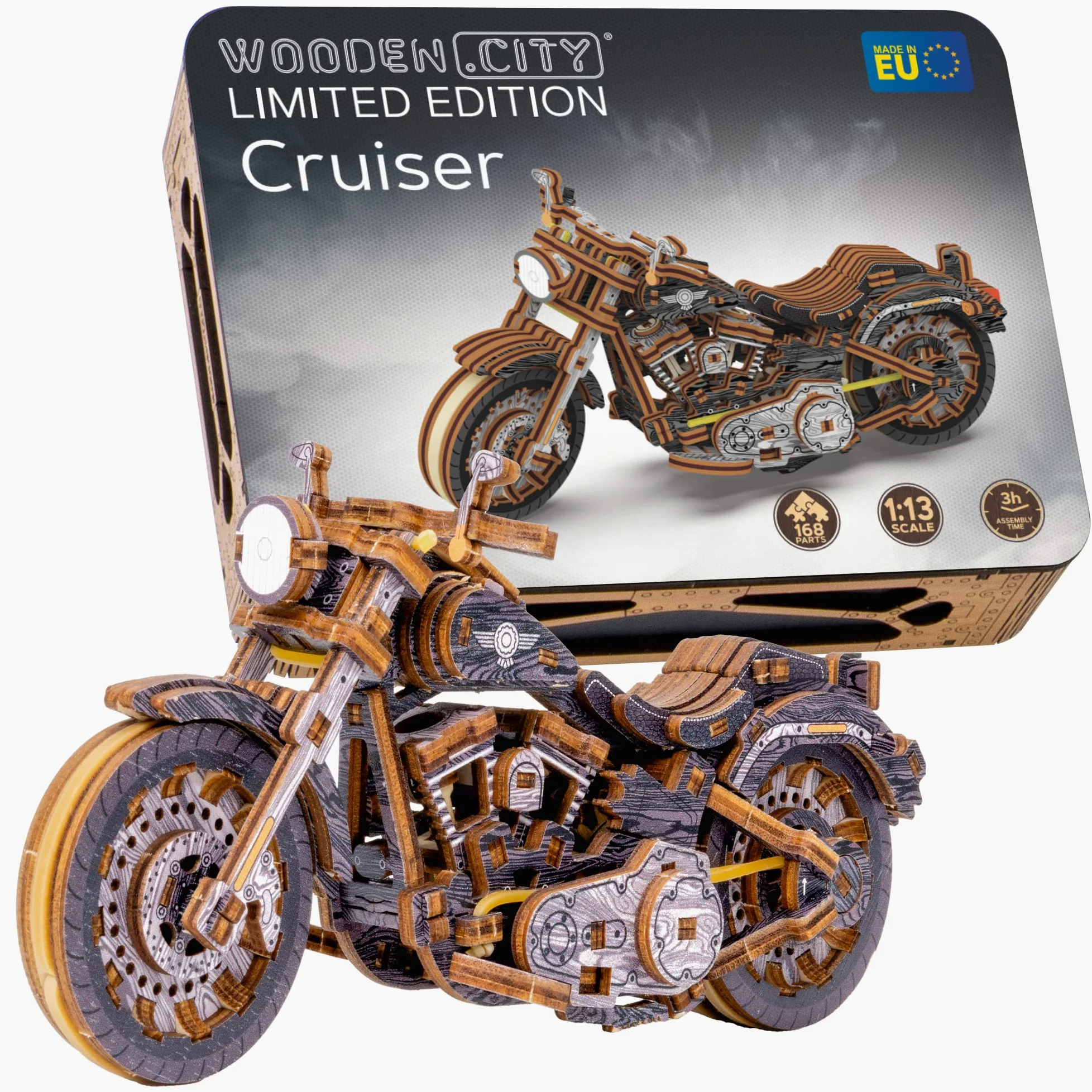 WOODEN.CITY Motorcycles Cruiser V-Twin Edizione Limitata - Kit di modellini in legno 3D per adulti da costruire - 168 pezzi