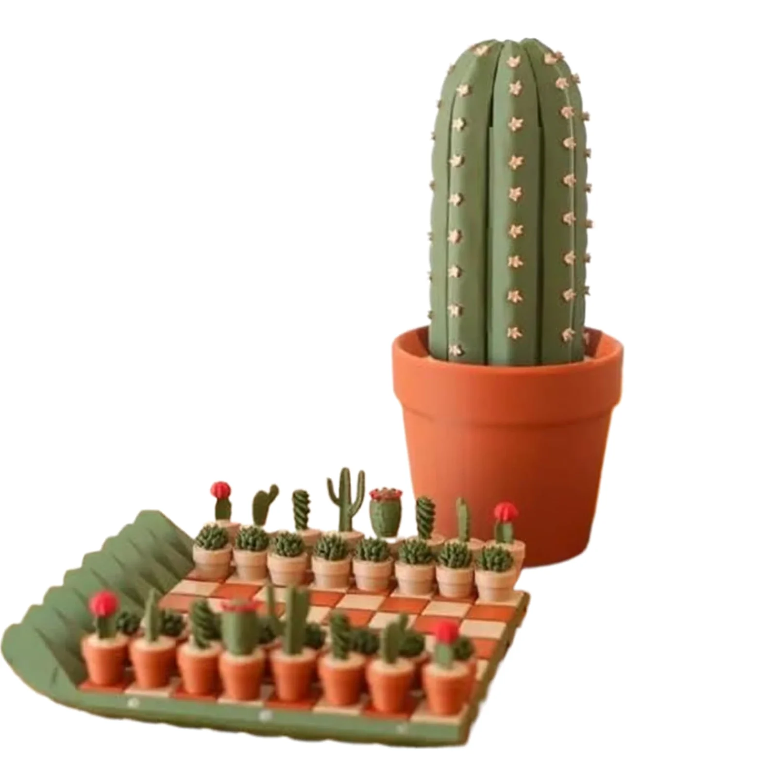 Set di Scacchiera A Formadi Cactus, Scacchiera Magnetica Arrotolabile A Forma di Cactus Portatile, Decorazione da Tavolo per Viaggi, Adulti, Principianti, Amanti Delle Piante