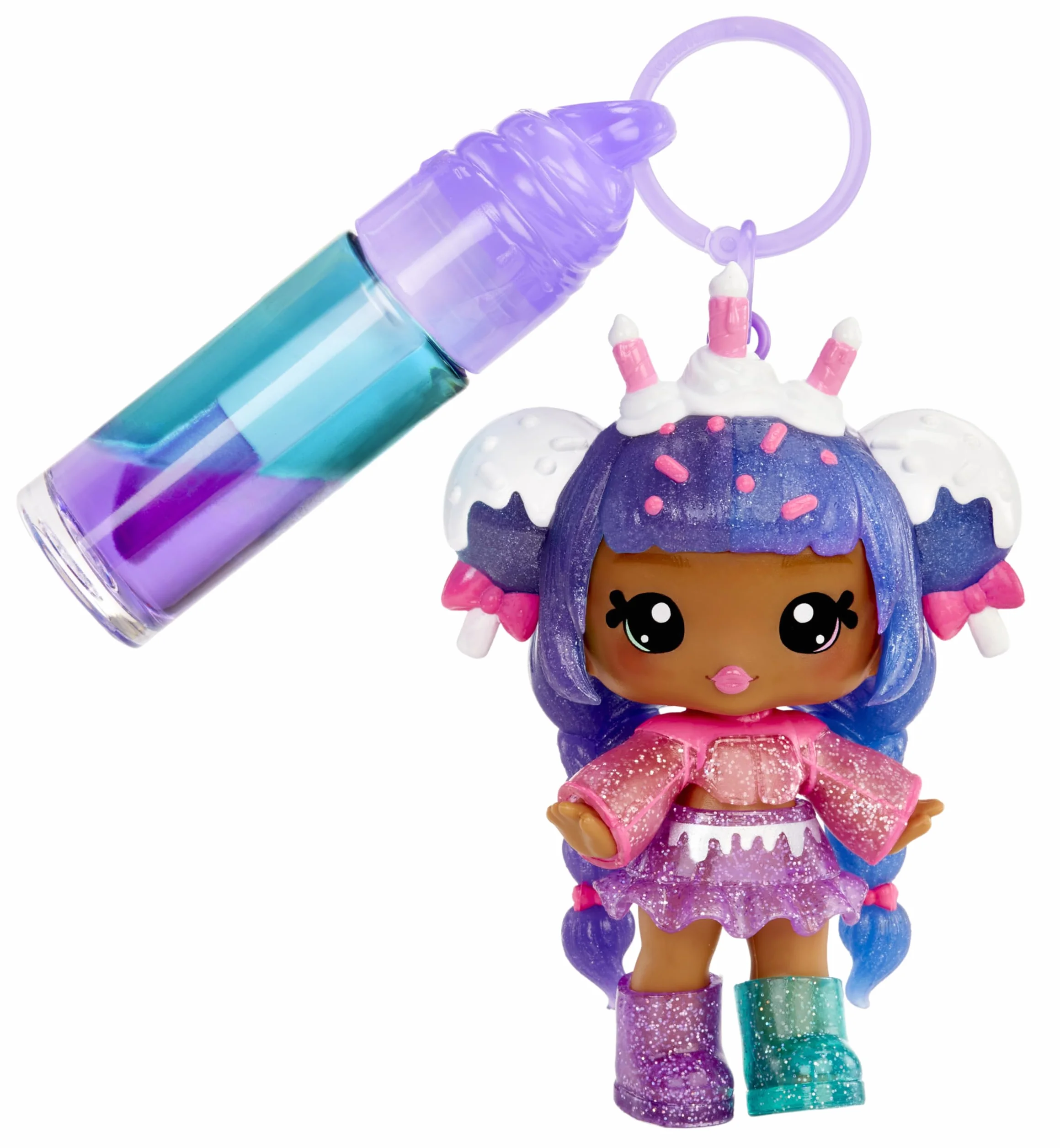 Yummiland Lip Gloss Doll: Mystery Color Change - Carly Cakepop: Include 1 Bambola, Lucidalabbra fai da te + Portachiavi rimovibile, Gioco cosmetico. Collezionabile. Età 4+