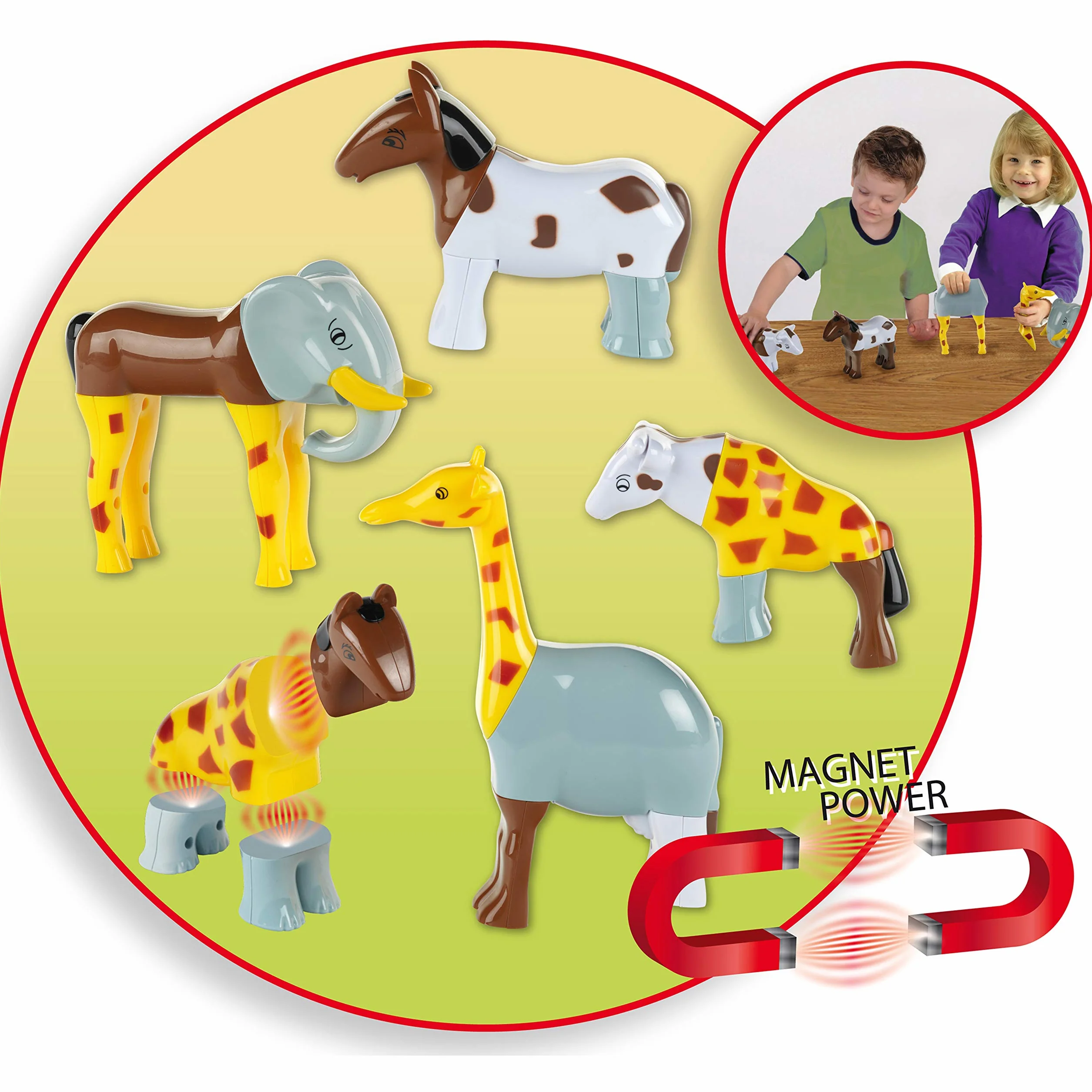 Theo Klein 71 Funny Puzzle Puzzle Magnetico in Astuccio, 4 Animali, I Pezzi del Puzzle vengono collegati tra Loro Tramite Calamite, Giocattolo per Bambini a Partire da 1 Anno