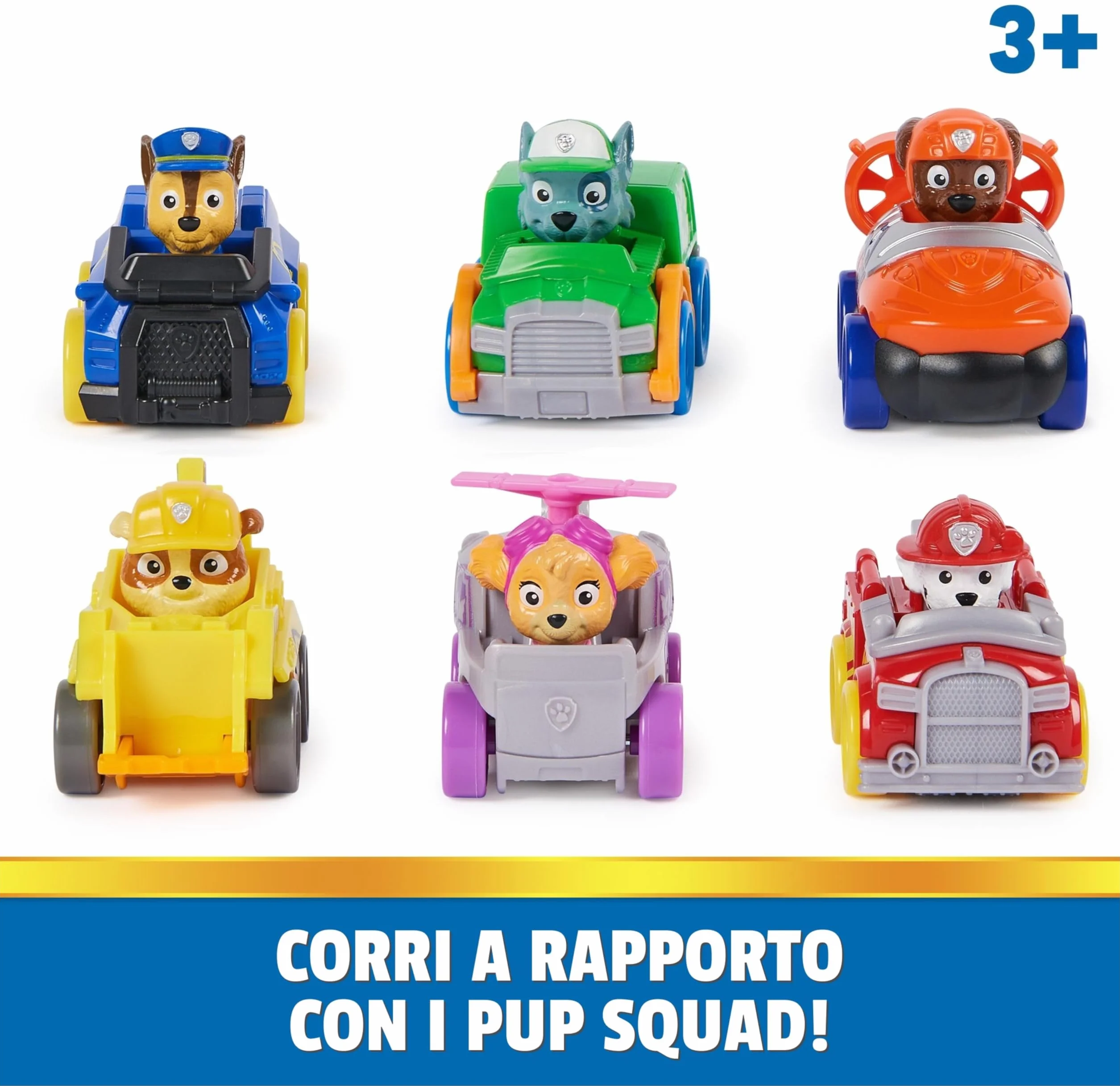 Paw Patrol Pup Squad Racers, Confezione Regalo con 6 Veicoli, Personaggi Collezione, Giocattoli per Bambini e Bambine, 3+ Anni