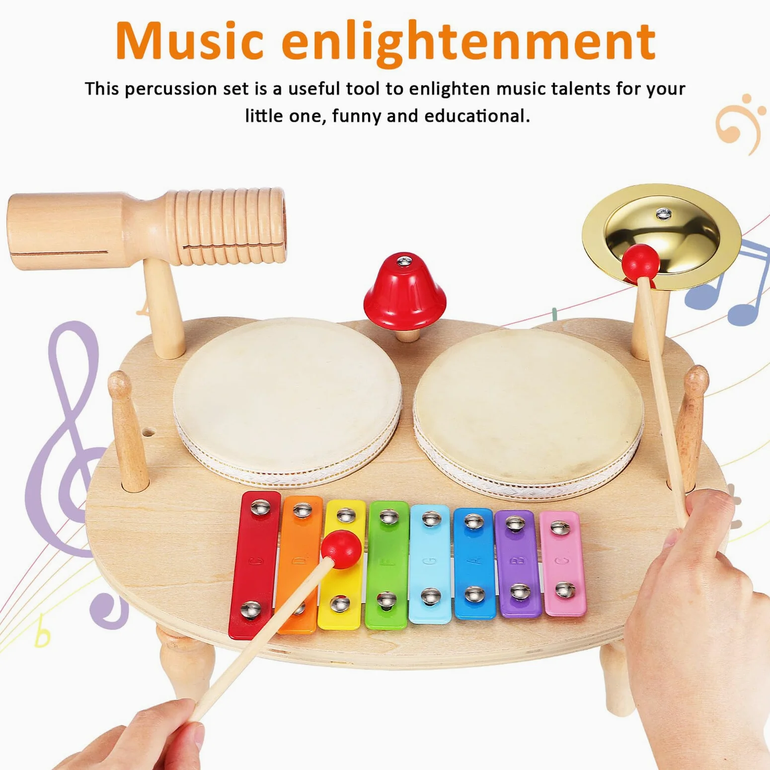 Xilofono in Legno Mini per Ragazzo Ragazza, Strumento Musicale Colorato | Tamburi e Percussioni, Suono Chiaro ed Effetti Ricchi, Regalo Musicale