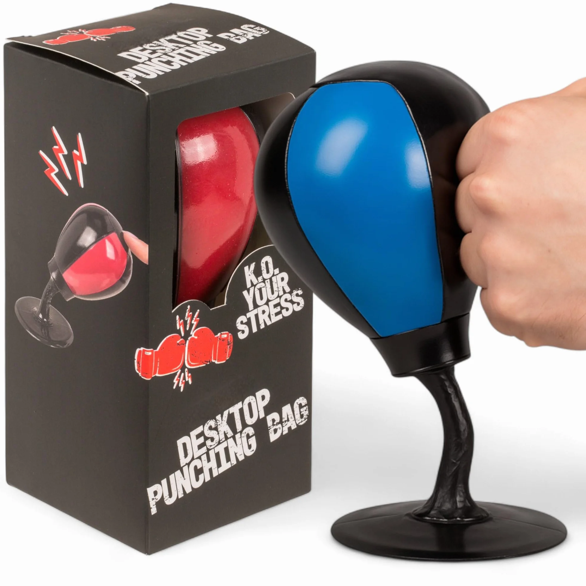 MIJOMA Borsa da boxe da scrivania 16 cm – Antistress Punching Ball con ventosa, colore casuale – Divertente antistress per ufficio e home office
