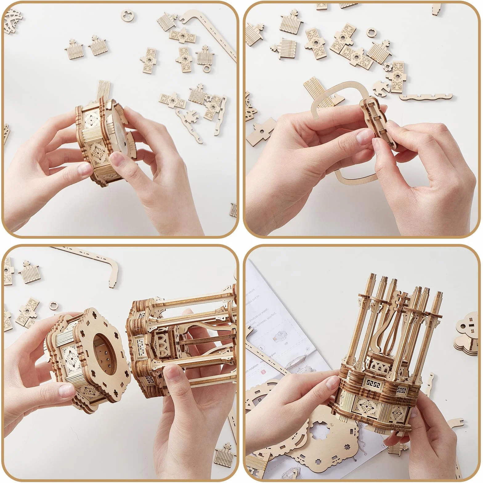 Cuteefun Kit di Modelli di Puzzle in Legno 3D, Fare Il Proprio Woodcraft Kit per Adulti da Costruire, Set di Costruzioni Meccaniche, Regalo per Il Compleanno della Festa del papà (Lamp)