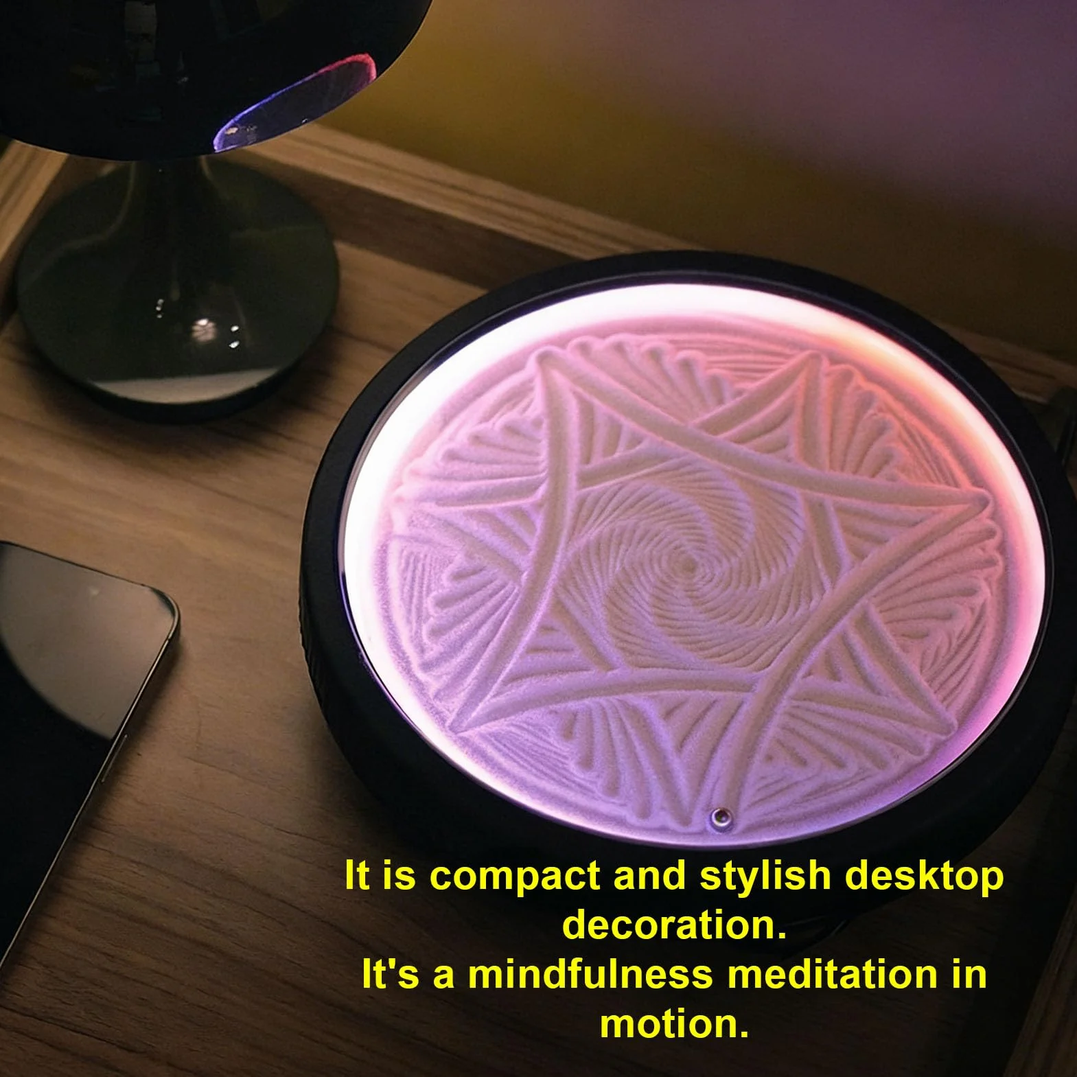 Elprico Mini Robot per Pittura con Sabbia, Macchina Automatica per Arte Cinetica con Controllo App e Illuminazione RGB, per Decorazioni per il Relax della Scrivania