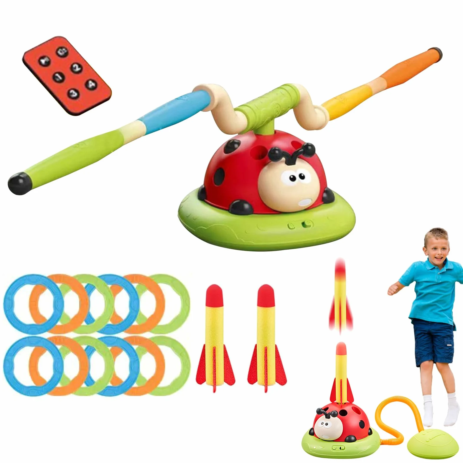 Giocattoli da salto musicale, giocattolo di salto per esercizi di coccinella,Game 'anello di lancio del musicale di coccinella - Attrezzatura da esercizio Sport per esterni per bambino, ragazzi