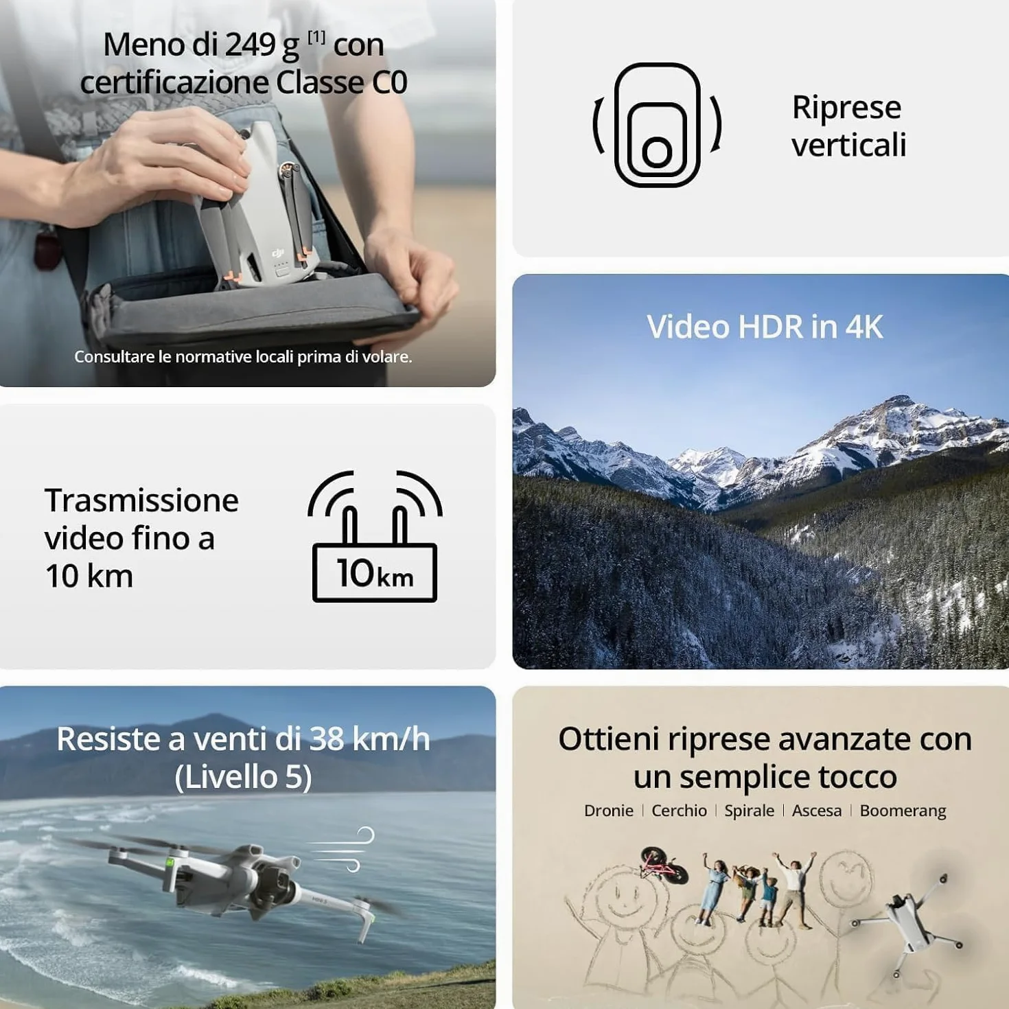 DJI Mini 3 Bundle – Mini Drone con Fotocamera Pieghevole e Leggero con Video in 4K HDR, Autonomia di 38 Minuti, Riprese Verticali Native e Funzioni Intelligenti