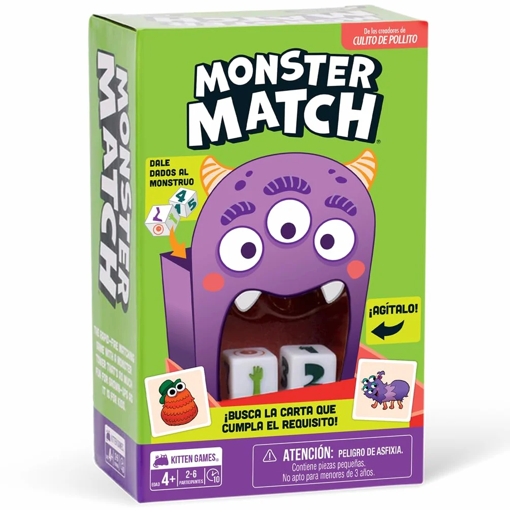 Exploding Kittens Monster Match, Gioco di Carte per bambini a partire da 4 anni, Cerca la Carta che soddisfi il requisito, Da 2 a 6 Giocatori, 10 Minuti per partita, Spagnolo