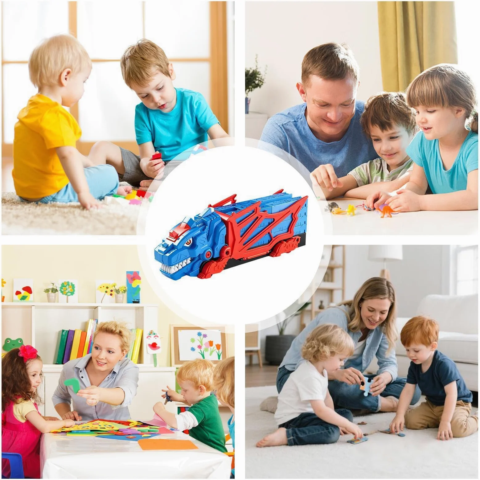 Generico Pista Dinosauri Giocattoli Interattivo Flessibile DIY Educativo | Set Pista Macchinine Per Bambini E Bambine Interno Esterno Prescuola Asilo Viaggio Compleanno