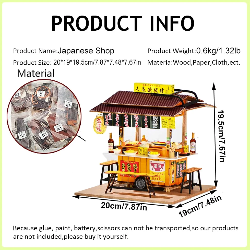 Kit fai da te per casa delle bambole in miniatura, negozio giapponese, casa delle bambole in legno, kit per casa delle bambole con mobili da costruire, giocattolo puzzle per regali creativi