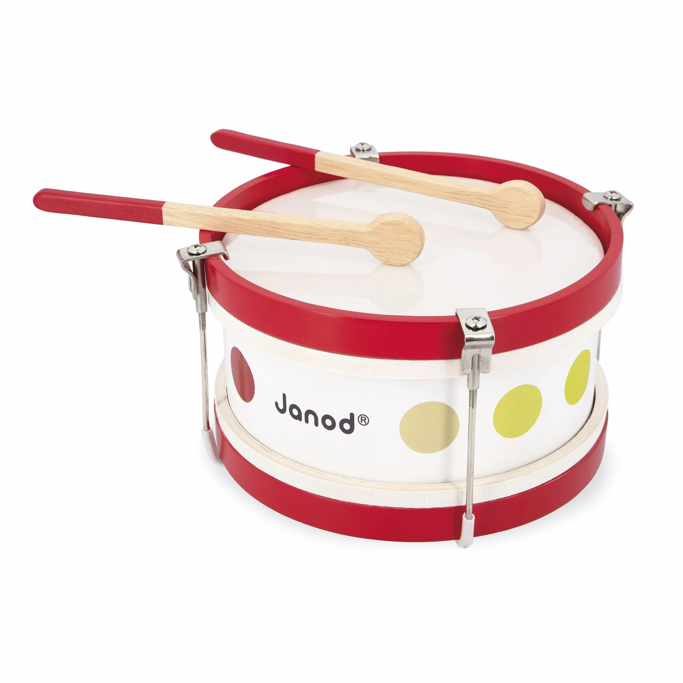 Janod - Il Mio Primo Tamburo Coriandoli (Legno), Strumento Musicale per Bambini, Giocattolo Di Imitazione e Risveglio Musicale - Da 2 Anni in su, J07608
