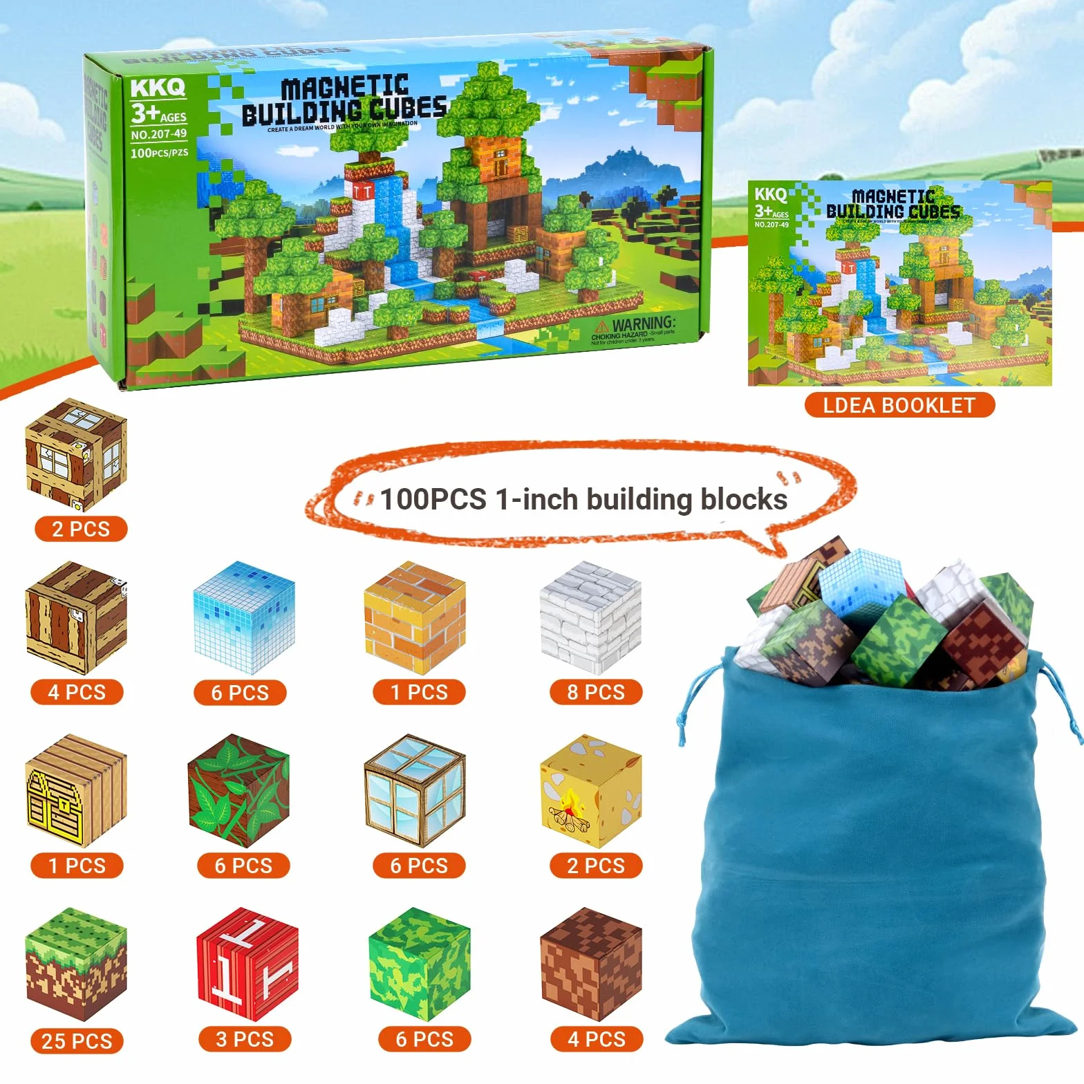 Jooyflares Blocchi Magnetici 100 Pezzi 2,5 cm Forti Magneti Montessori Giocattolo per Bambini dai 4 Anni