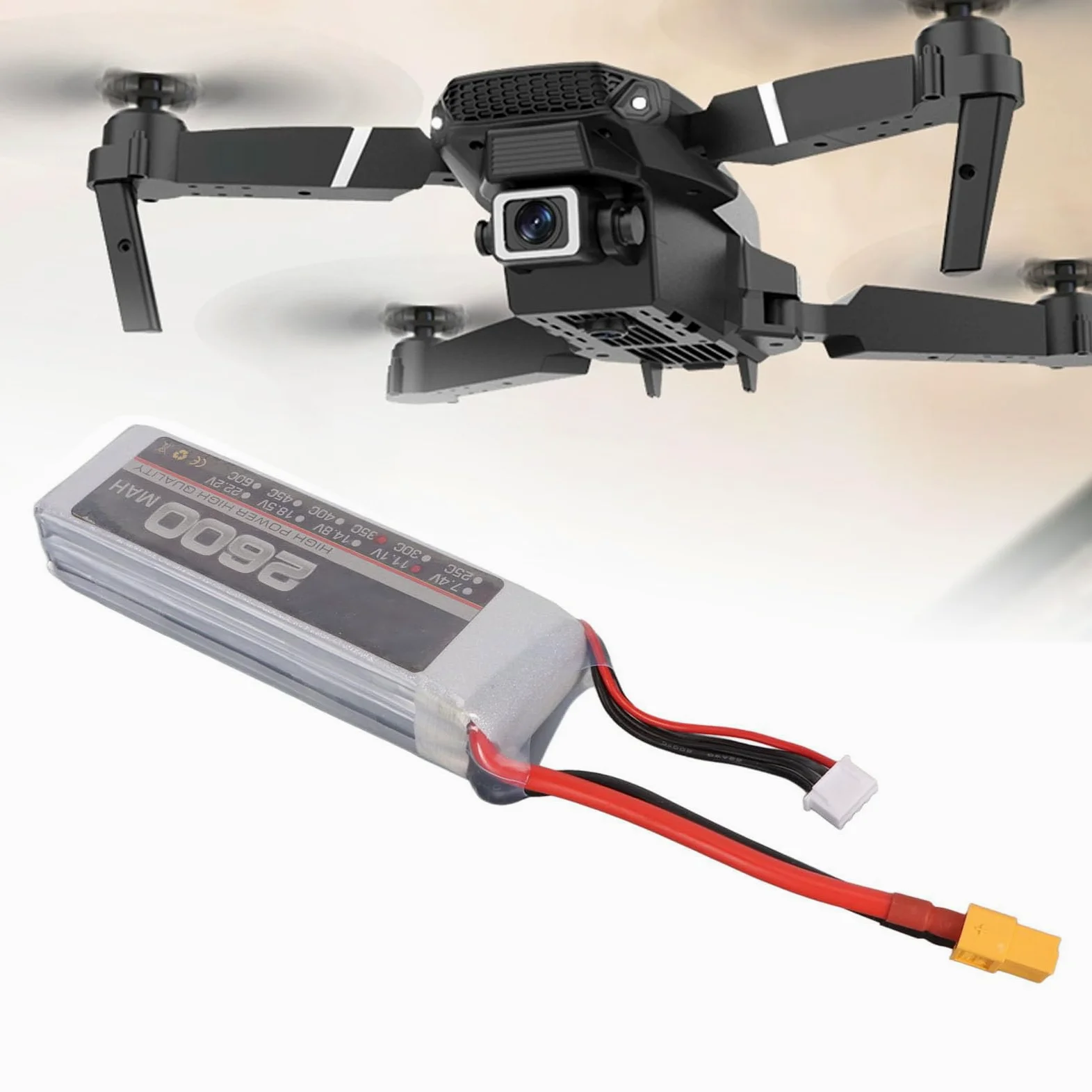 11.1V 35C 2600mAh 3S RC Lipo Batteria per FPV Racing Drone Quadcopter Elicottero Aereo RC Barca Modelli RC con Connettore XT60 Prestazioni di Scarica Elevate e Fonte (XT60)