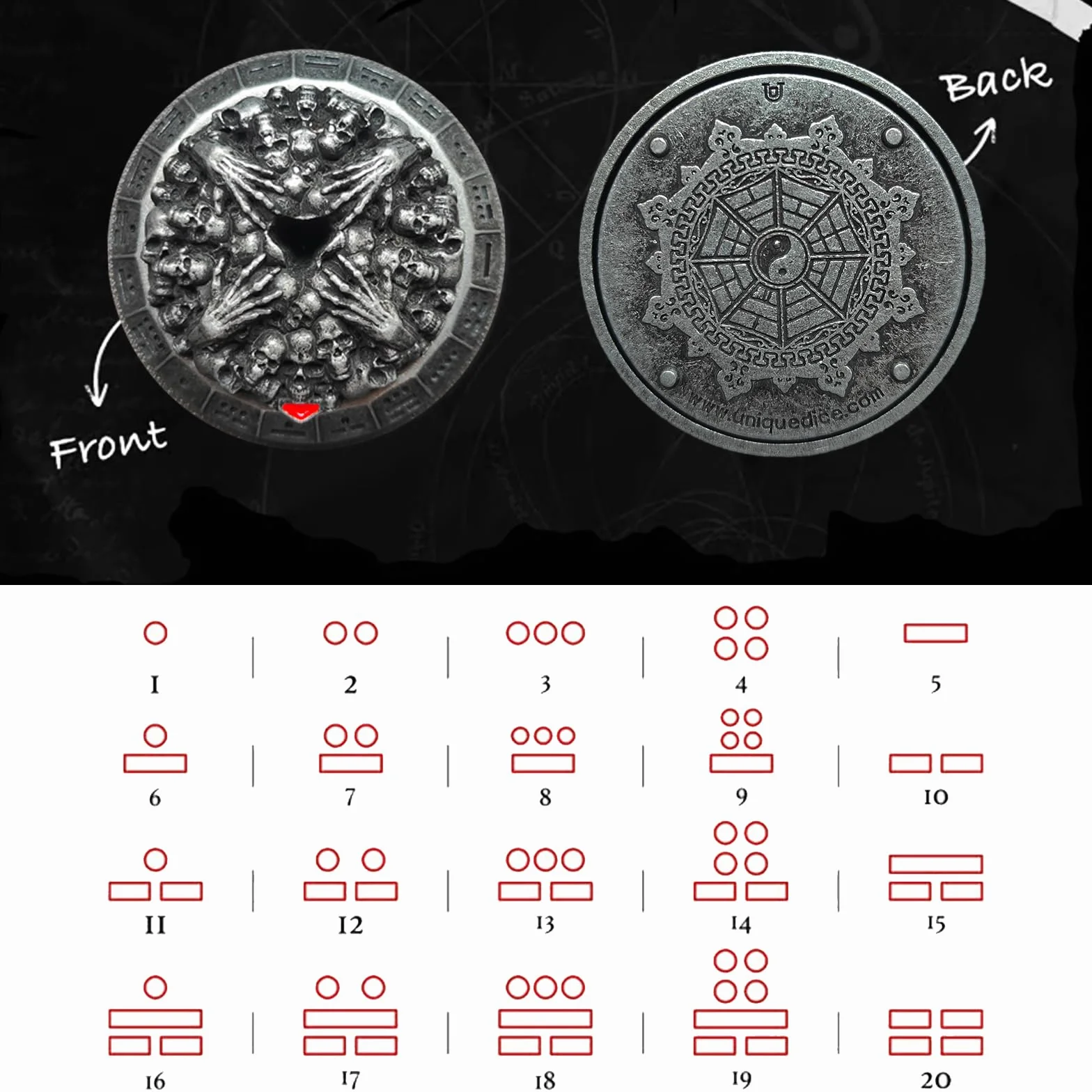 Wand Dice Dadi a bacchetta magica 7 in 1 per DND Dungeons and Dragons, dadi in metallo Fidget Spinner per D20 D12 D10 D8 D6 D4 D% collezione Goblin (nero)