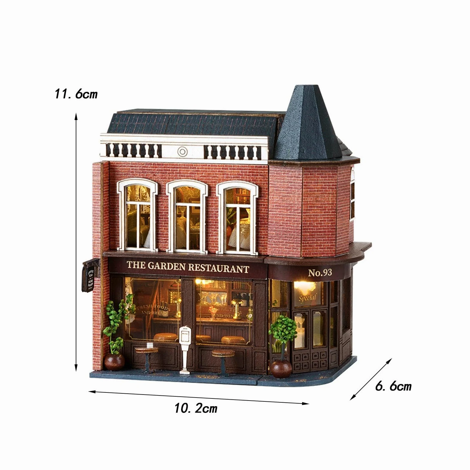 Casa in Miniatura Bambola Legno Kit Fai da Te con Mobilia E Illuminazione Adatto per Regali Collezione Decorazione Interna, Ristorante