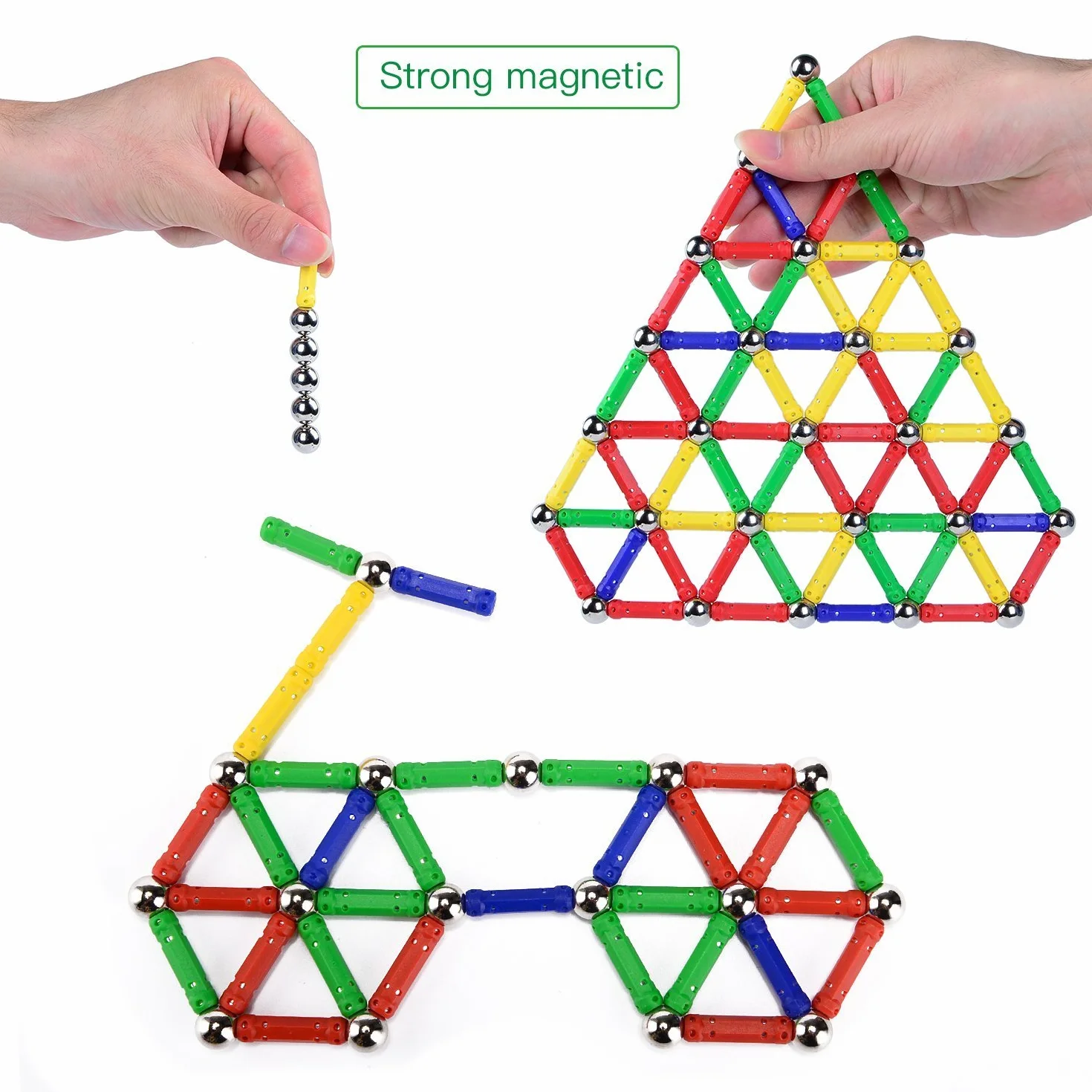 Costruzioni Magnetiche per Bambini 144 PCS Giocattoli Educativi Set di Bastoncini Magnetici