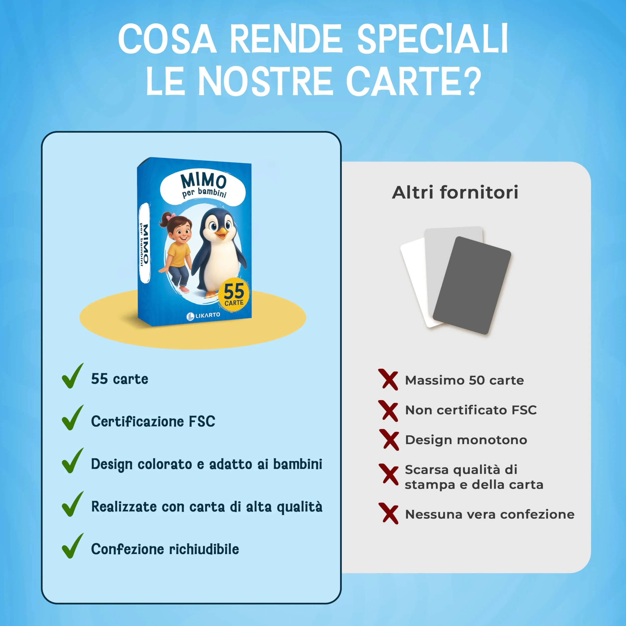 Mimo per bambini – Gioco carte divertente di mimica da 4, 5, 6, 7, 8, 9 anni – Gioco di indovinelli per tutta la famiglia – Per giocare all’aperto e in casa – Idea regalo per bambine e bambini