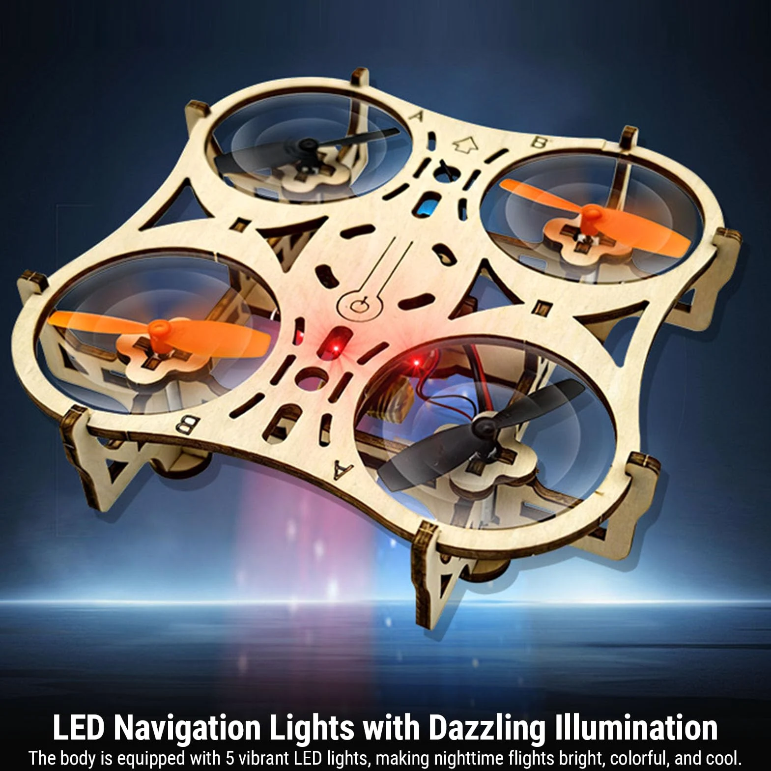 Annadue Kit di Costruzione Drone in Legno Fai da Te Puzzle 3D STEM RC Quadcopter con una Chiave di Decollo 3 velocità e Arresto di Emergenza Giocattolo Scientifico Educativo per Bambini