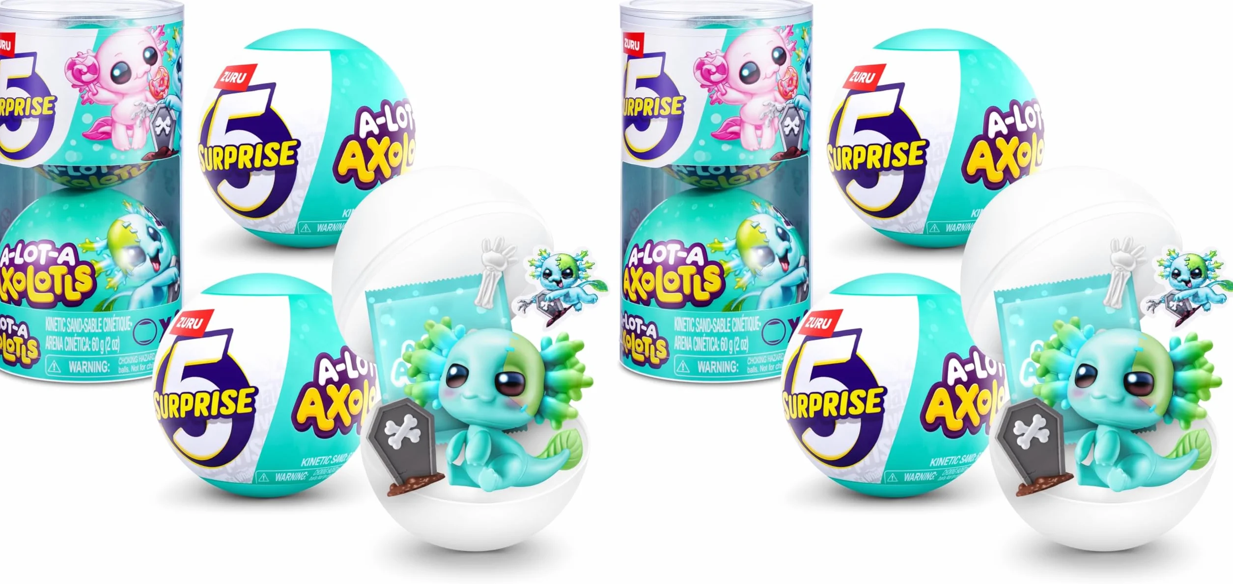 5 Surprise A-LOT-A Axolotls Uova Sorpresa Pasquali di ZURU, Colori Pastello Primavera, 5 Accessori per Capsula, Regalo Pasqua (2 capsule) (Confezione da 2)