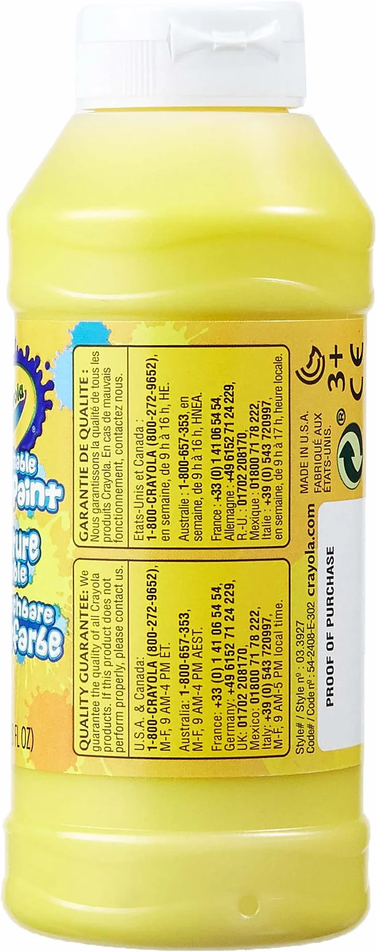 CRAYOLA - Tempere Lavabili, Confezione da 6 Bottigliette Richiudibili, 236 ml/cad, Colori Assortiti, per Scuola e Tempo Libero, 54-2508