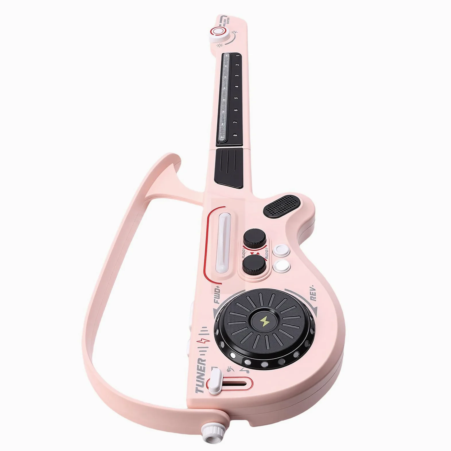 Topiky Chitarra Elettrica per Bambini con Design Senza Corde e Luci LED Colorate, Dai 3 Anni in su (PINK)