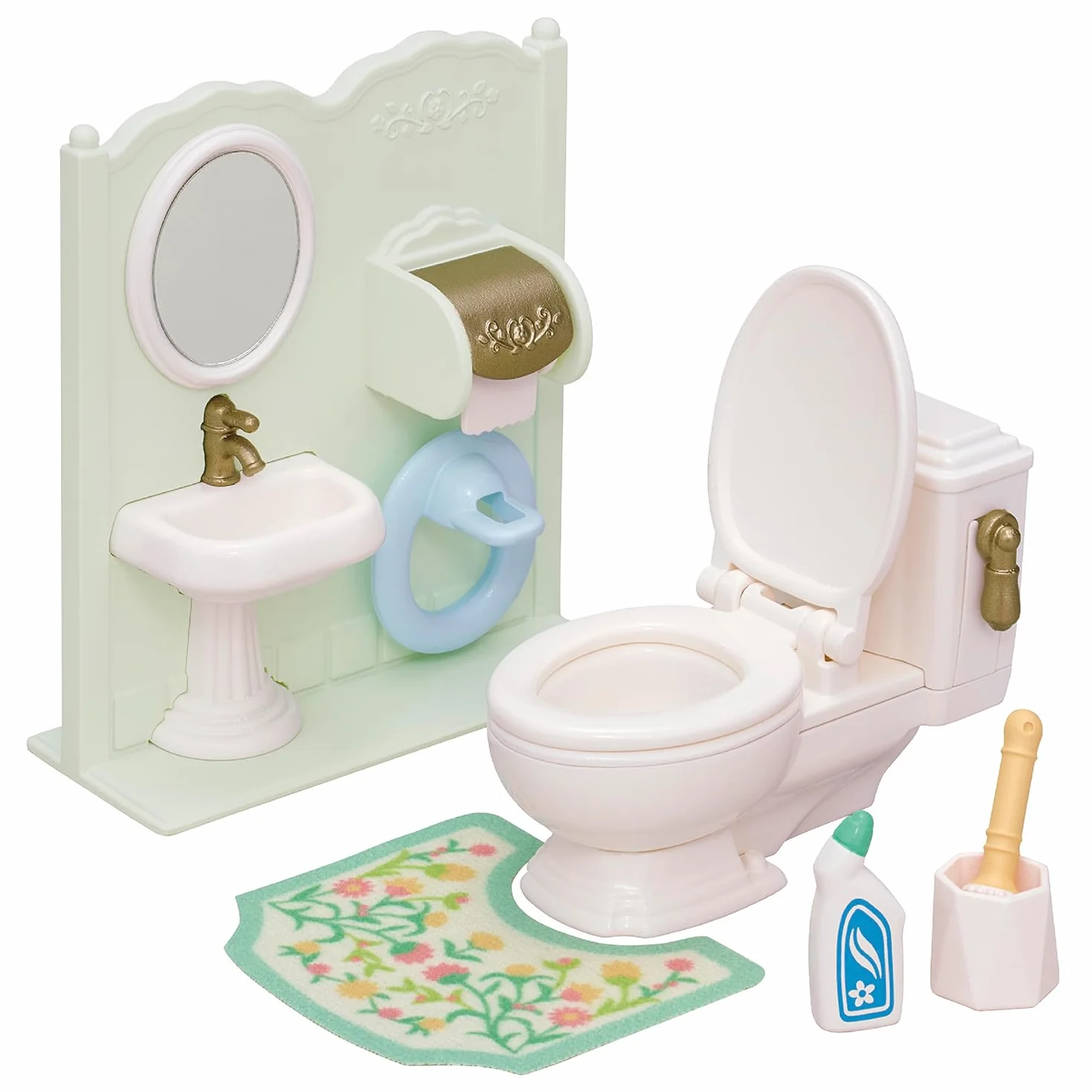 Sylvanian Families - Set Accessori Toilette Completo – Mobili e Dettagli Interattivi per Case delle Bambole – Modello 5740