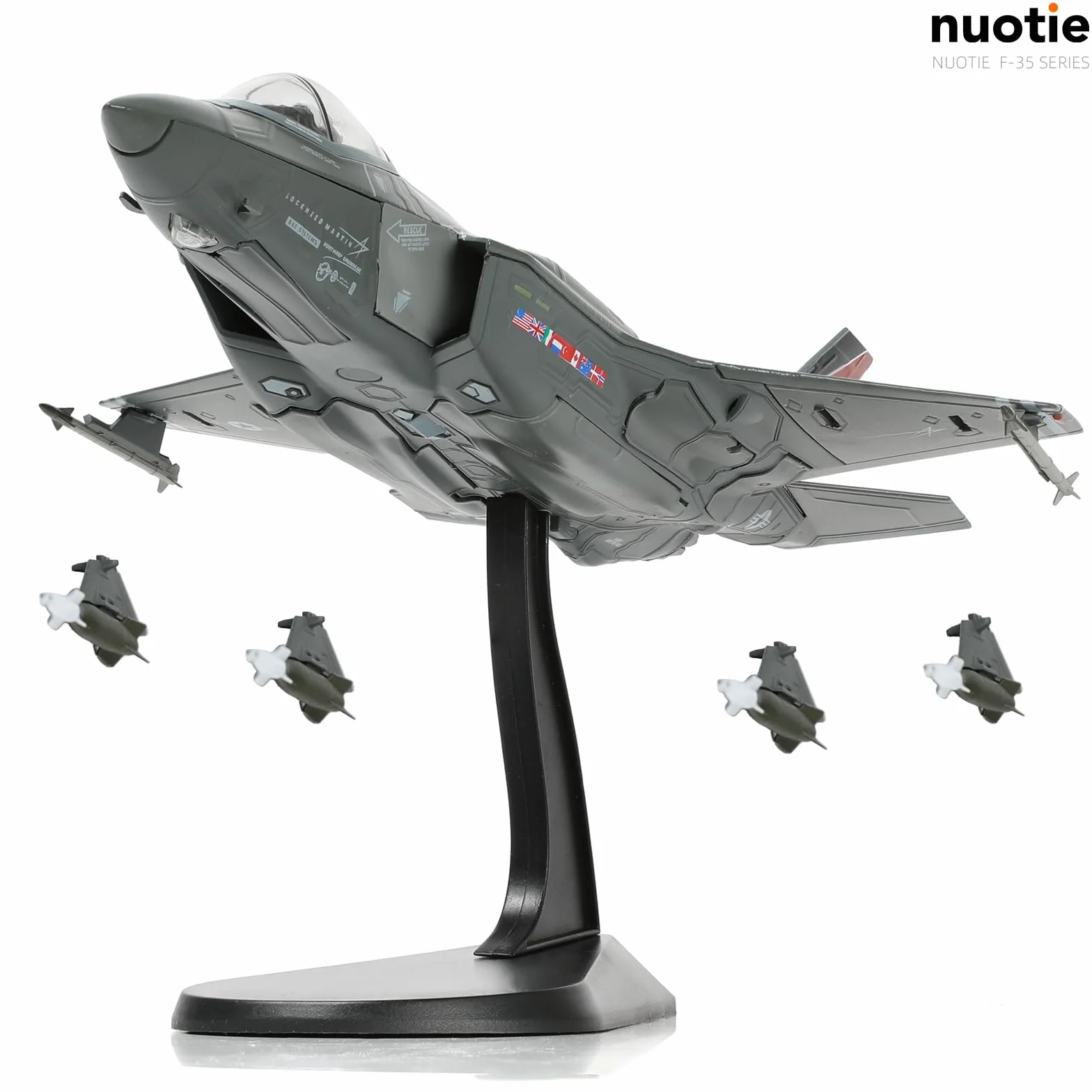 NUOTIE 1/72 F-35A Lighting II Fighter Aircraft Model Fighter U.S. Airforce AF-01 Modello di aereo pressofuso con espositore Squadrone F35A Flight Mode (AF-01) Collezione di modelli regalo per adulti