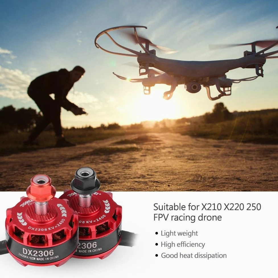 Motore Brushless RC Drone 4pcs DX2306 2400KV 2-4S Motore CCW Brushless CW CCW per X210 X220 250 Racing Drone