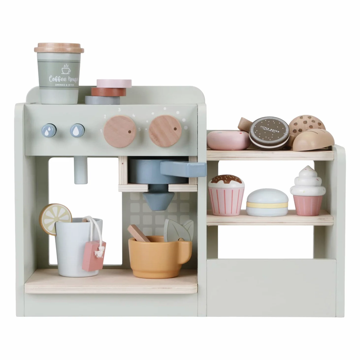 Little Dutch 7089 FSC, angolo caffè/bar in legno, con accessori, colore: menta