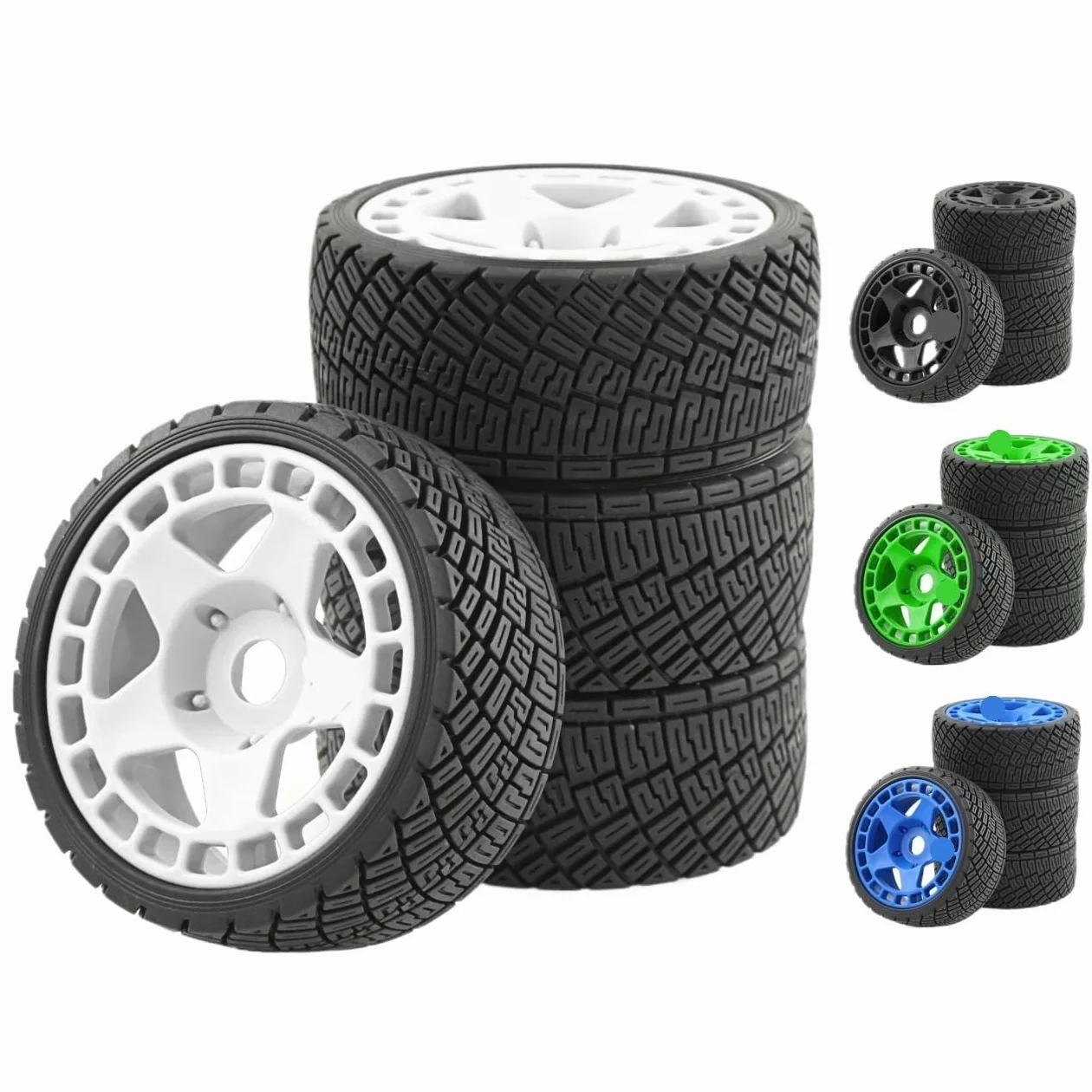 4PZ Gomme Rally RC 100mm 1/7 1/8 Esagono 17mm | ARRMA, Traxxas, Redcat, Team Losi, Kyosho, HPI WR8, HSP(White)