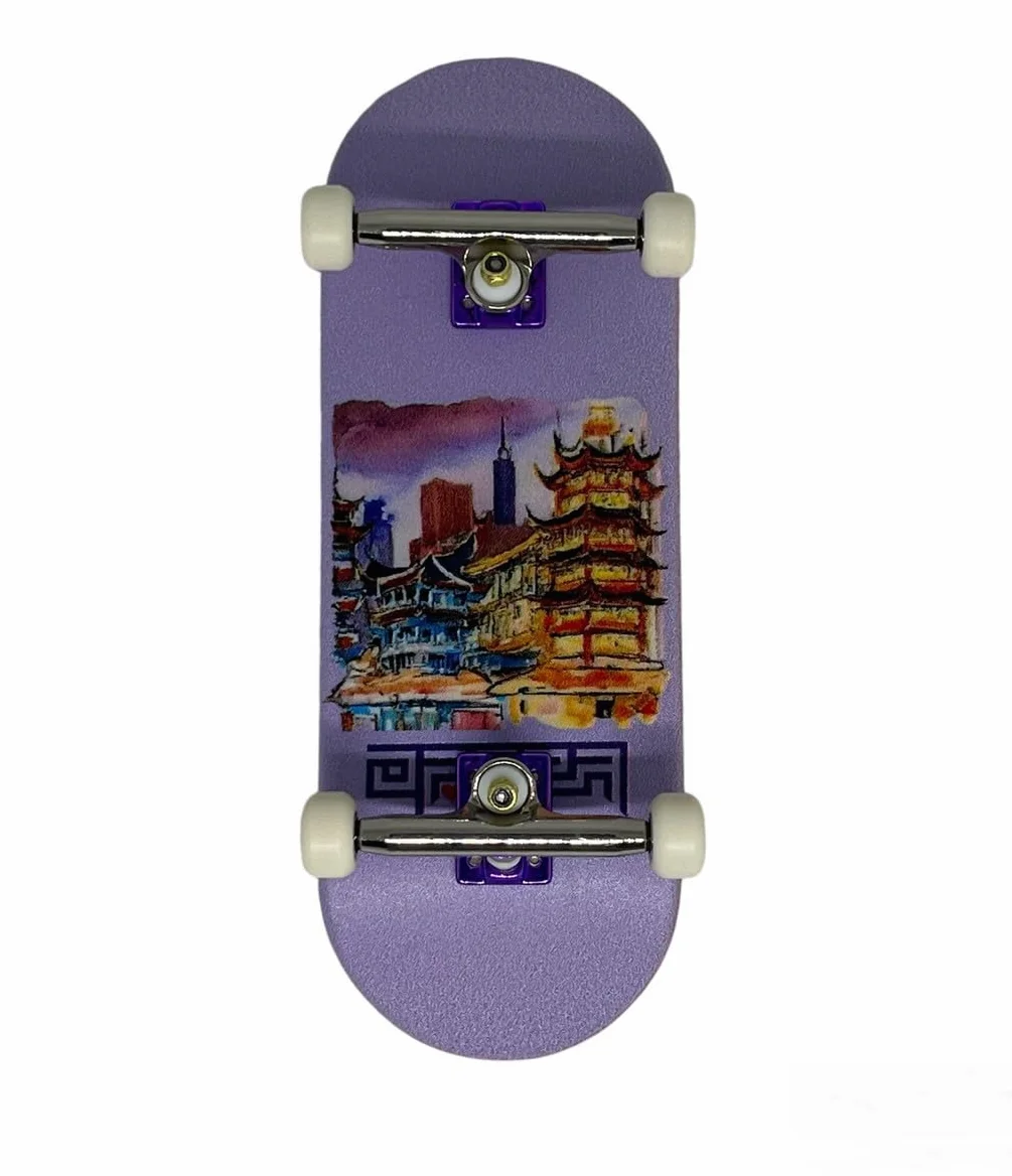 LEEFAI Pro Fingerboard, set completo da 34 x 96 mm, tavola in legno di acero, stampa UV, grafica 4.0 truck e 5 ruote in uretano 65d, Op3ra Oriented Vibes