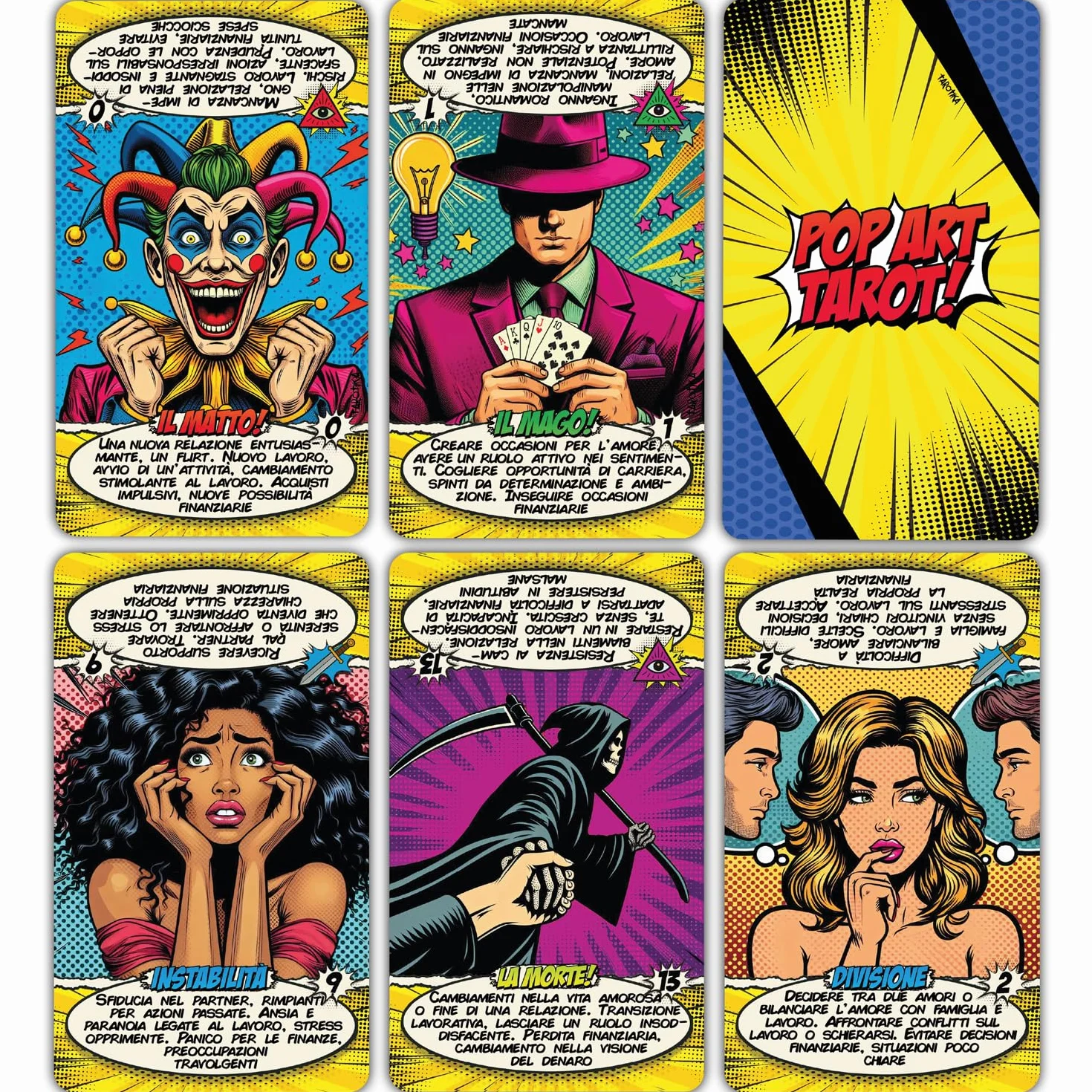Tarocchi Pop Art – Carte Italiane con Significato e Manuale per Principianti e Avanzati – Scatola Magnetica Regalo 400gsm
